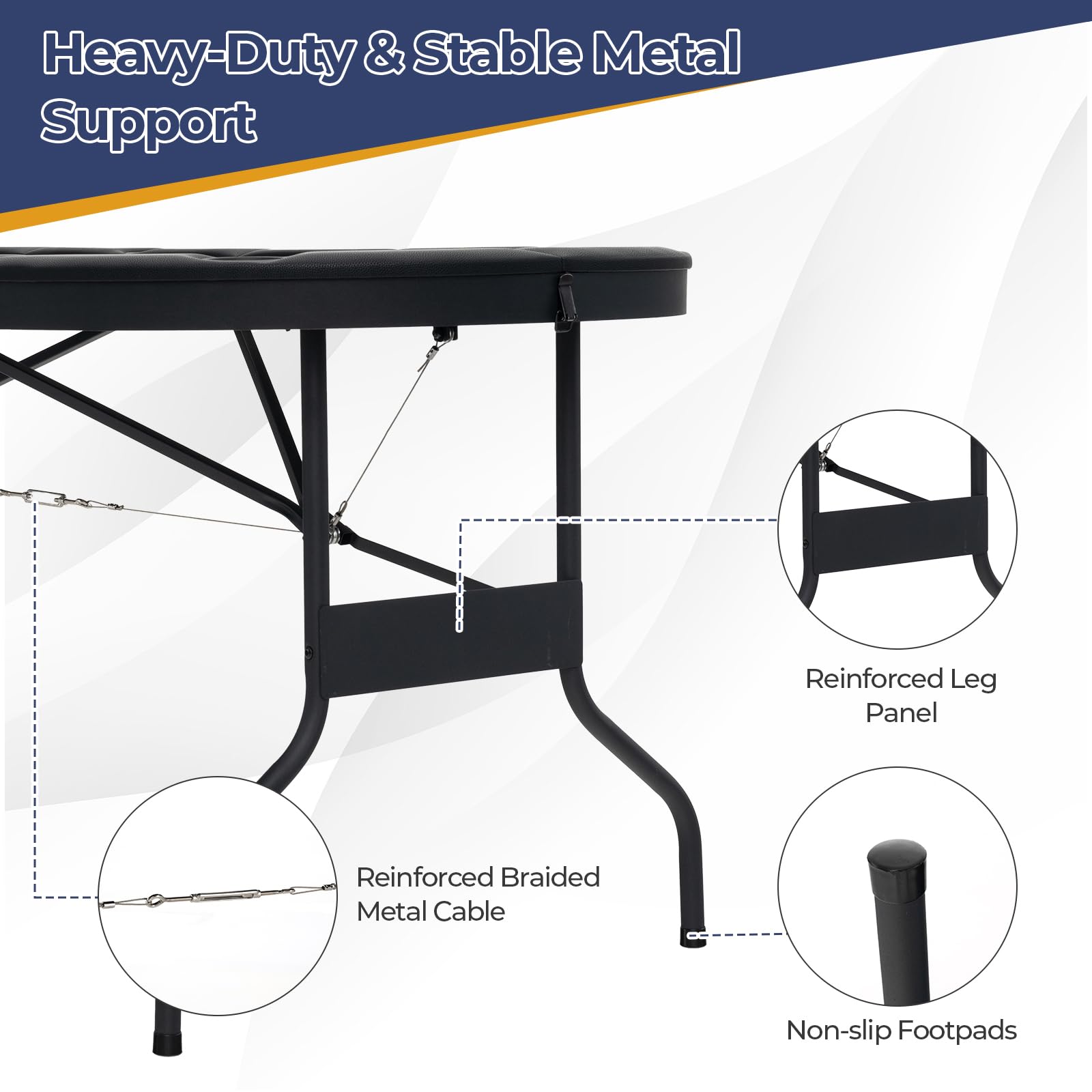 72” Poker Table Foldable, 8 Players Card Board Game Table w/Deep Metal Cup Holders