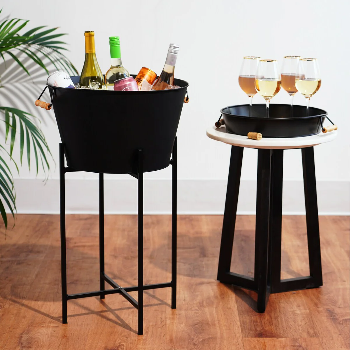 Black Beverage Tub with Stand & Tray by Twine Living