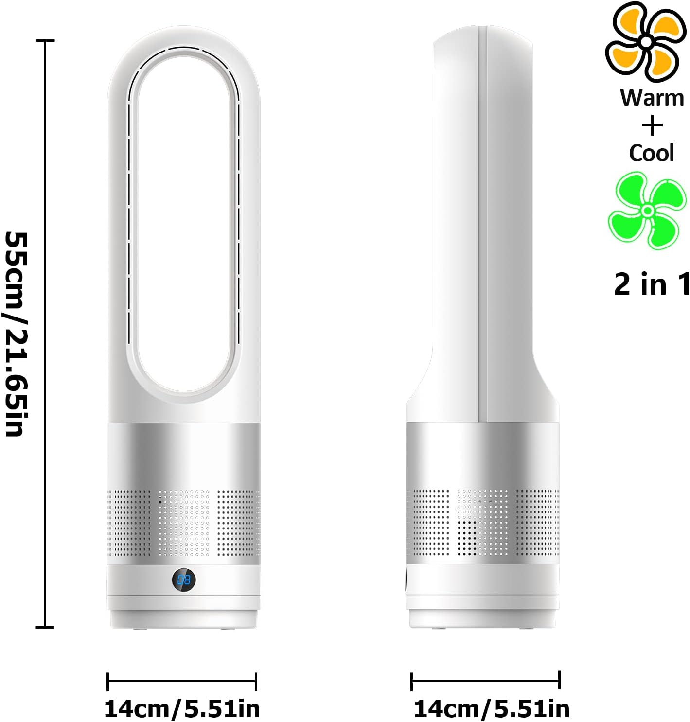 Bladeless tower fan for bedroom, kitchen, office