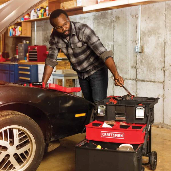 22-in 1-Drawer Black Metal Wheels Lockable Tool Box