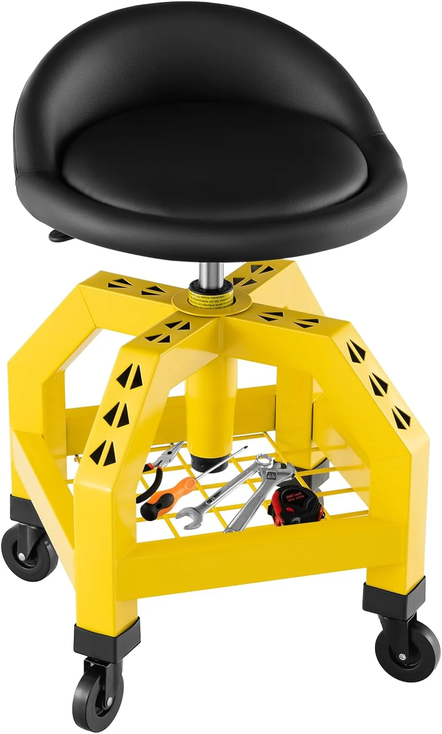 Mechanic Stool with Wheels, Adjustable Height Swivel Shop Stool Roller Seat with Tool Tray