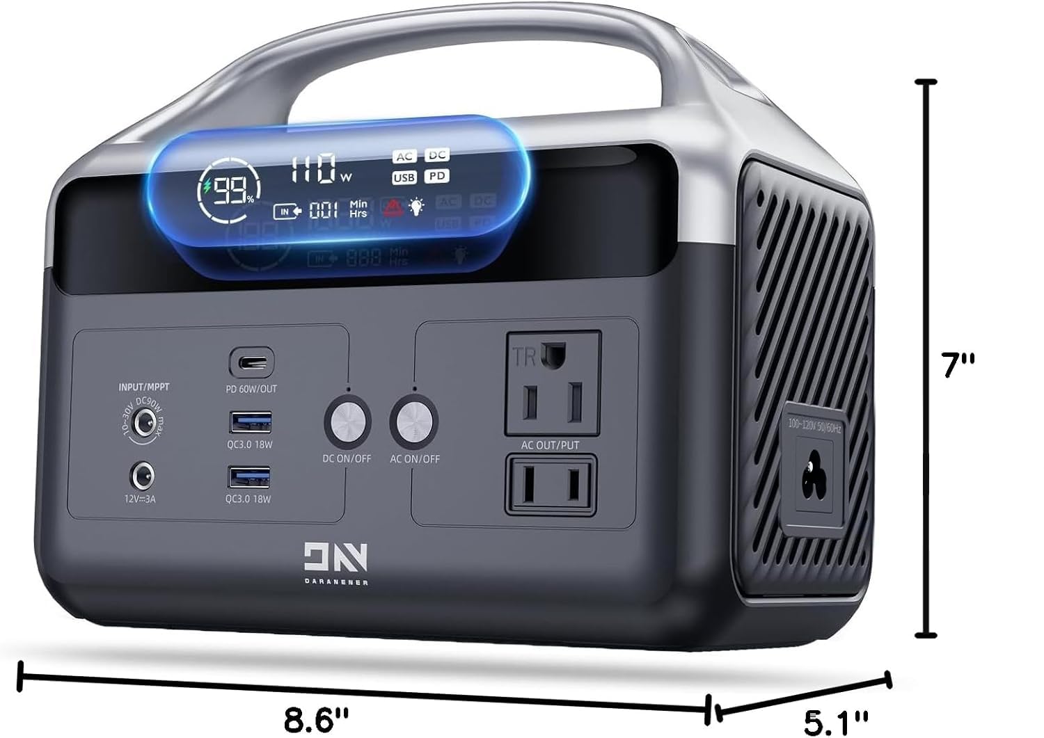 DaranEner Portable Power Station 56000mAh, 179.2Wh LiFePO4 Battery Backup