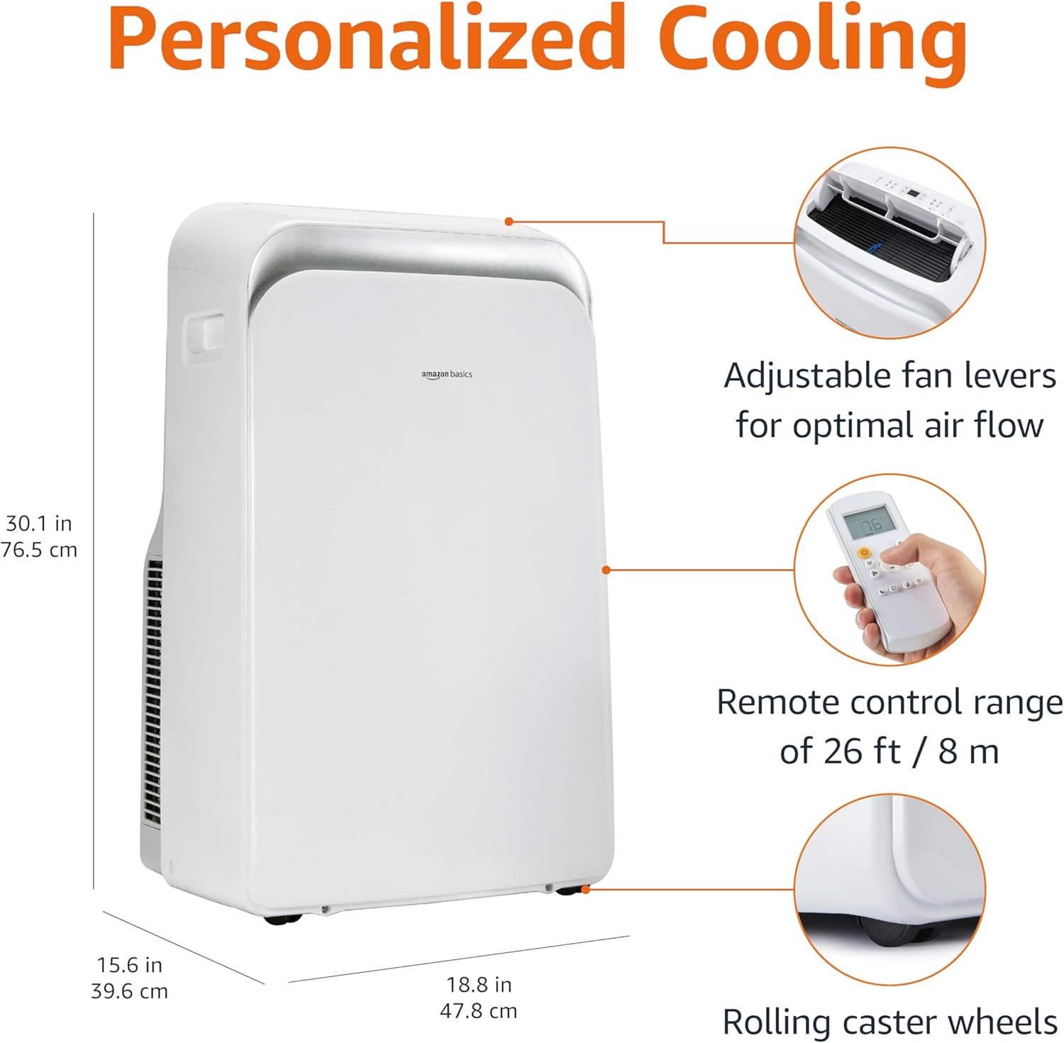 Portable AC with Heat Pump, 13,000 BTU, Remote