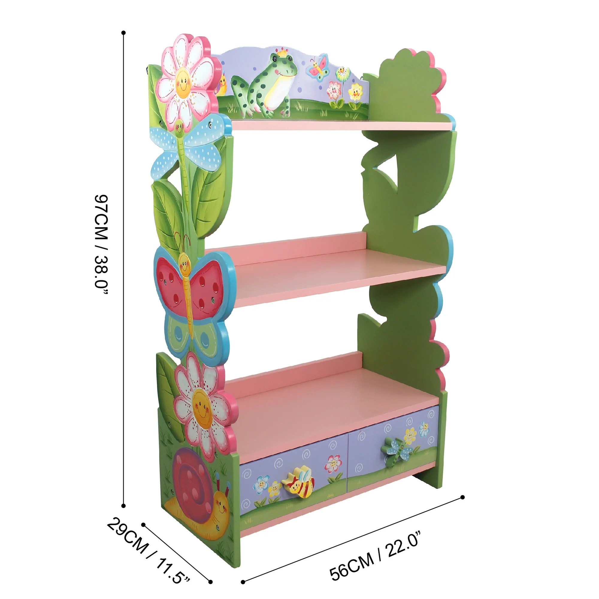 Fantasy Fields Magic Garden Kids 3-Tier Bookshelf & Drawer