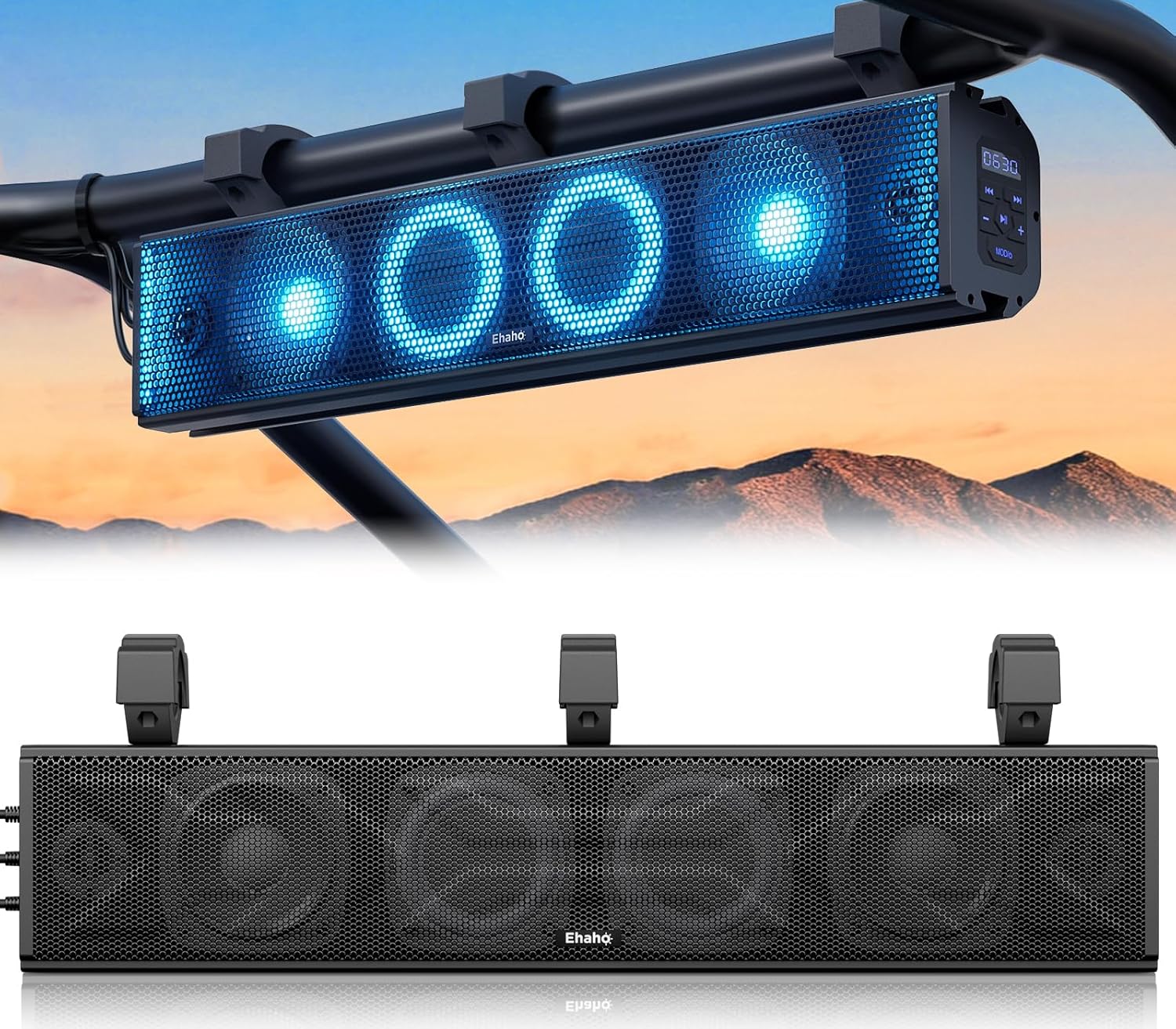 2025 25 Inch UTV Sound Bar, ATV SoundBar Bluetooth with RGB Lighting, Amplified Sound Bar, Waterproof Golf Cart Sound Bar, UTV Speakers Compatible with Polaris RZR Can-Am
