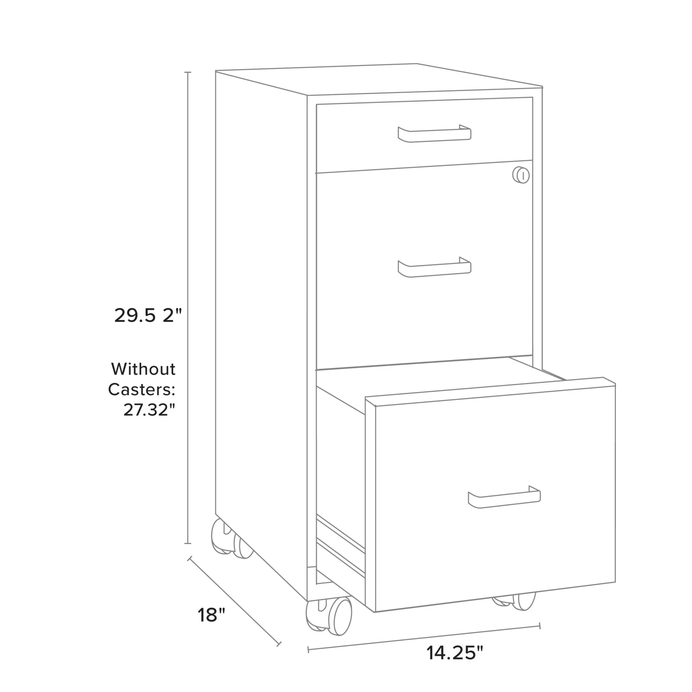 Space Solutions 18′′ Deep 3 Drawer Mobile Letter Width Vertical File Cabinet, White