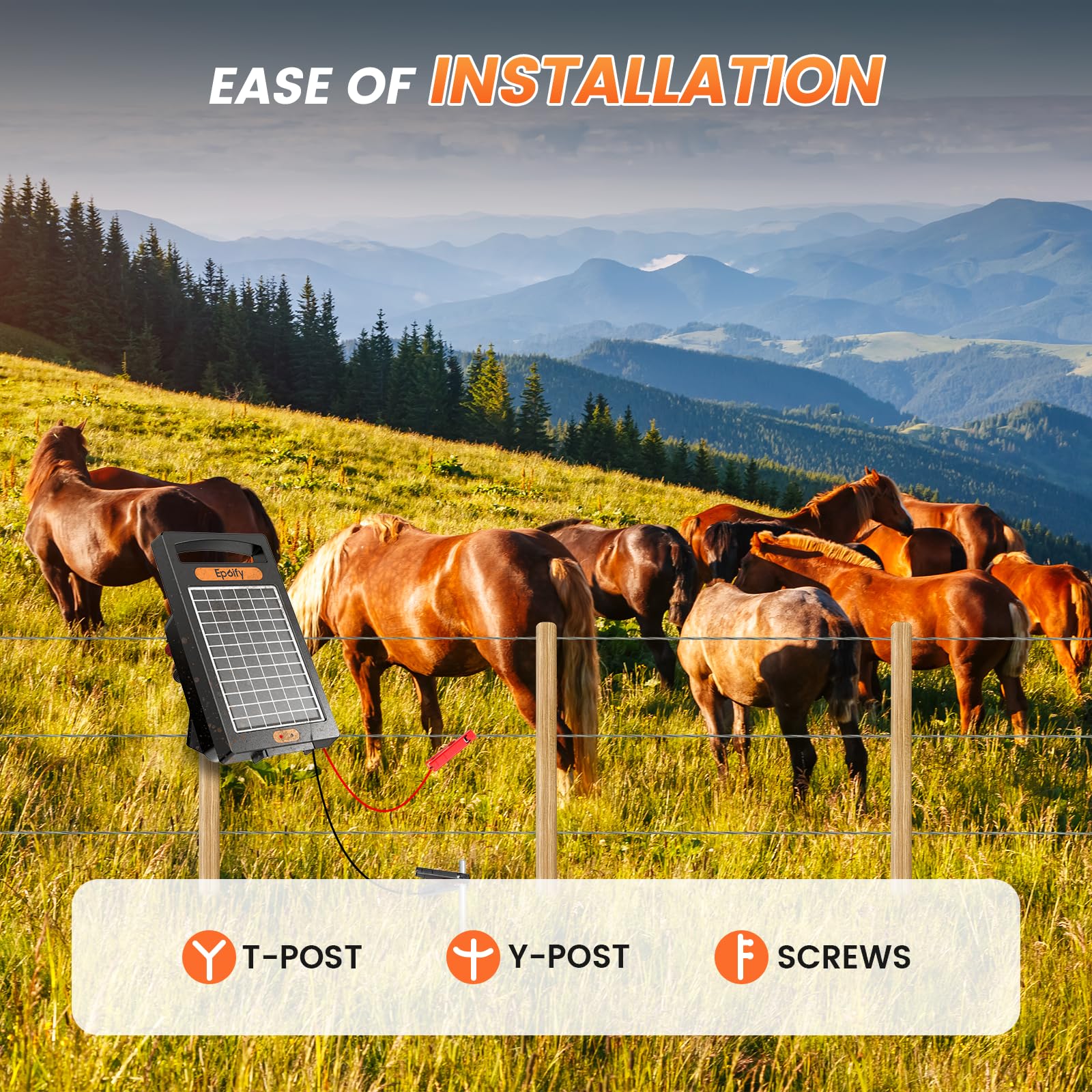 Epoify 24 Hour Solar Electric Fence Charger, Up to 10200v Output Range