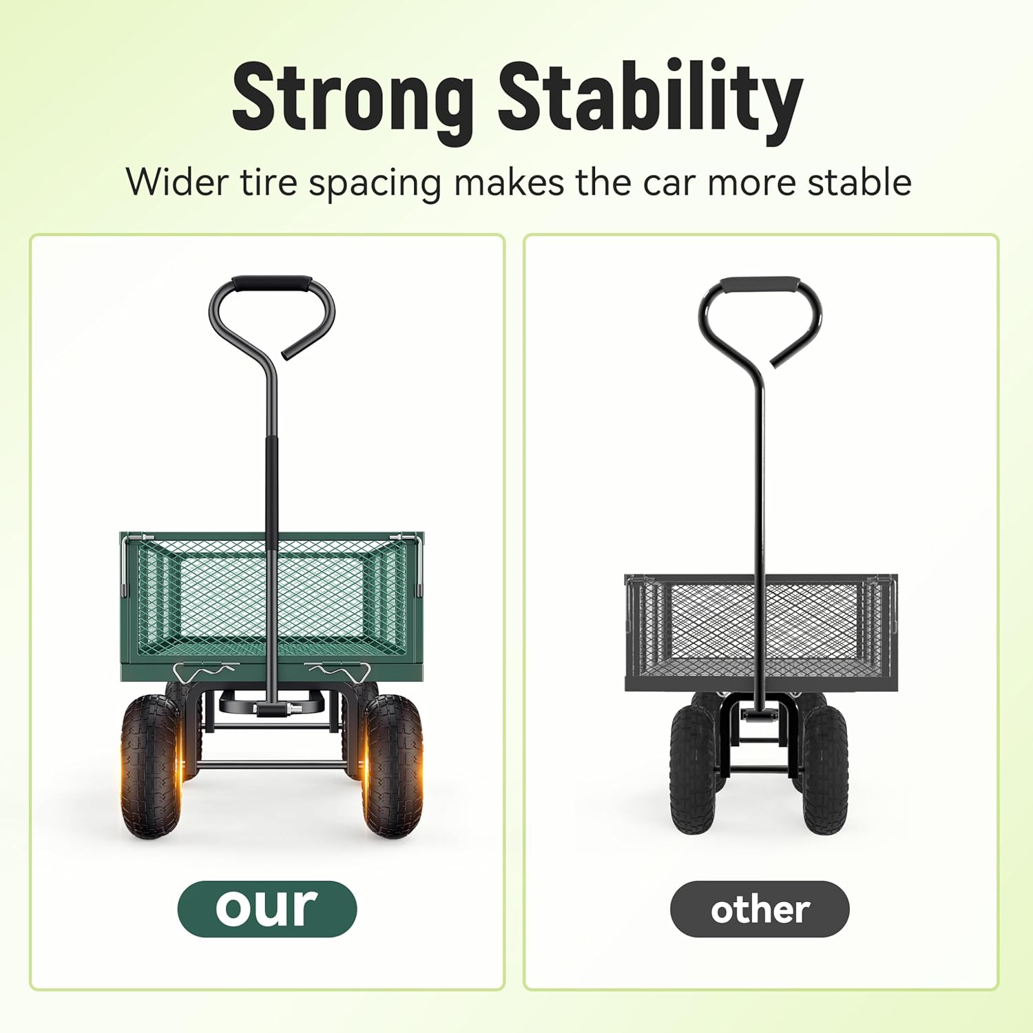 2025 Steel Garden Cart, 2-in-1 1400 lbs Heavy Duty Utility Wagon, with Removable Mesh Sides to Convert into Flatbed, 240° U-Turn 13" Pneumatic Tires Garden Wagon for Farm Yard Lawn Garden Camping