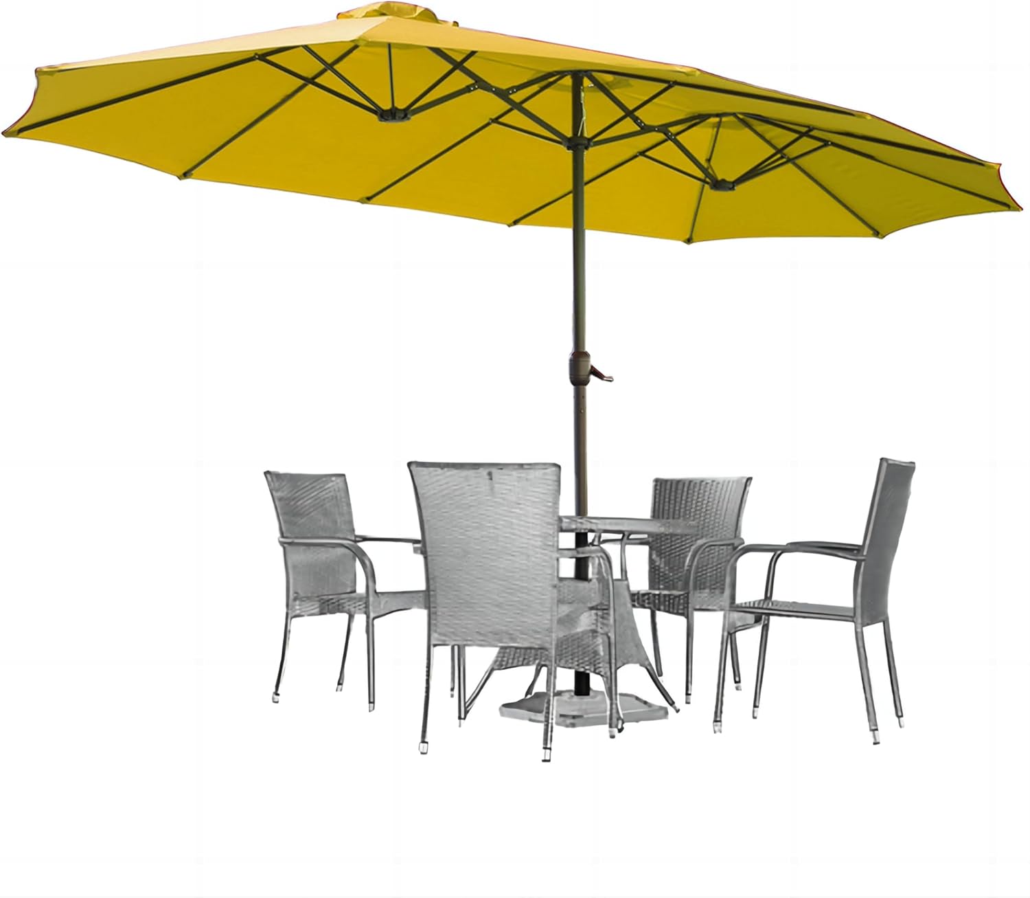 15ft Patio Umbrella with Solar Lights, Large Double Umbrella Outdoor, Rectangle 180''x106'' Umbrellas with 156 PCS LED Lights and Crank Handle for Backyard Deck Pool Shade in Black(1.9