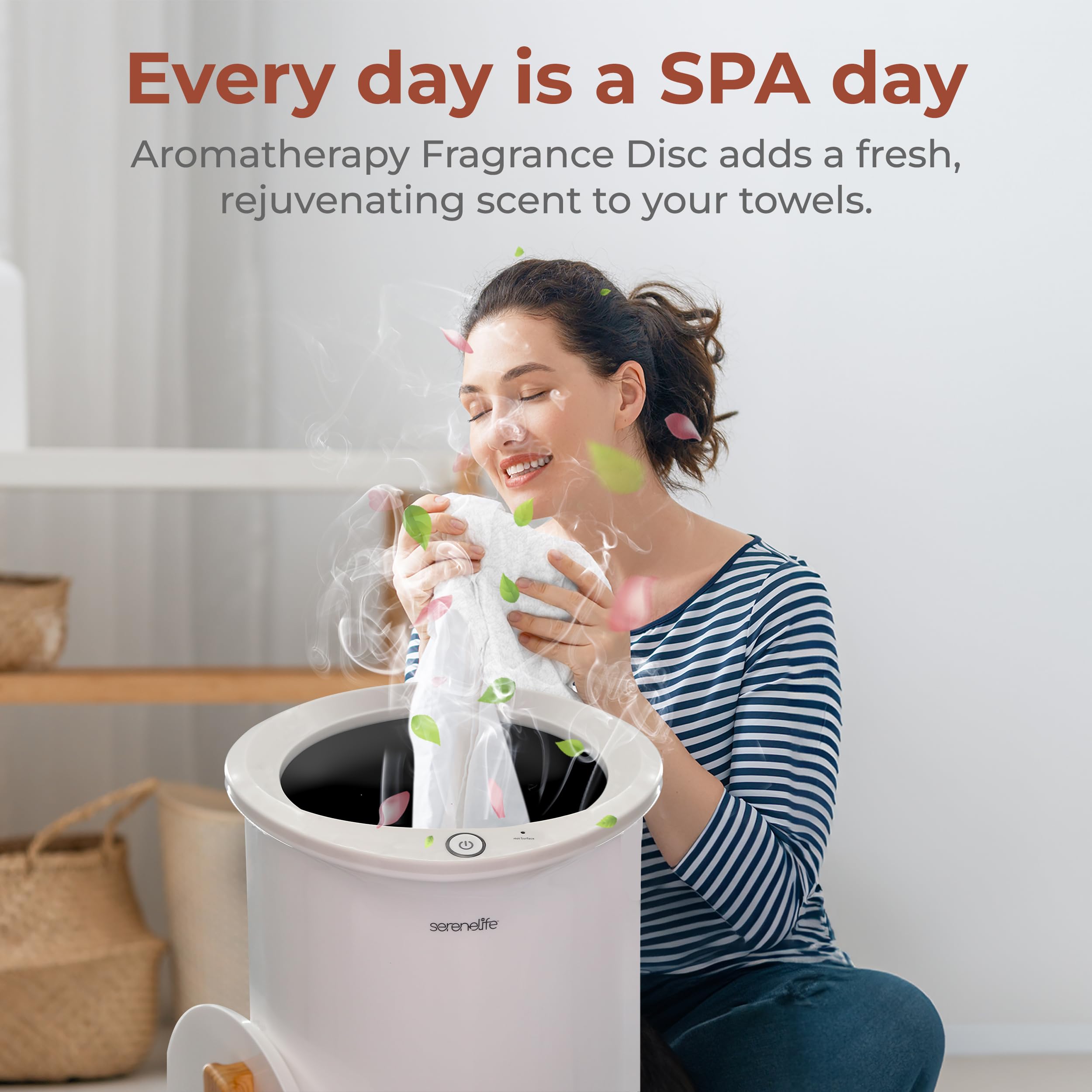 SereneLife Bucket Towel Warmers, White Large Towel Warmer