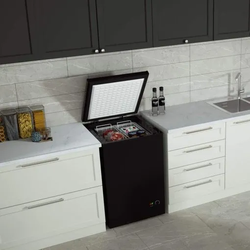 Northair Chest Freezer – 3.5 Cu Ft with 2 Removable Baskets – Reach In Freezer Chest – Quiet Compact Freezer – 7 Temperature Settings – Black