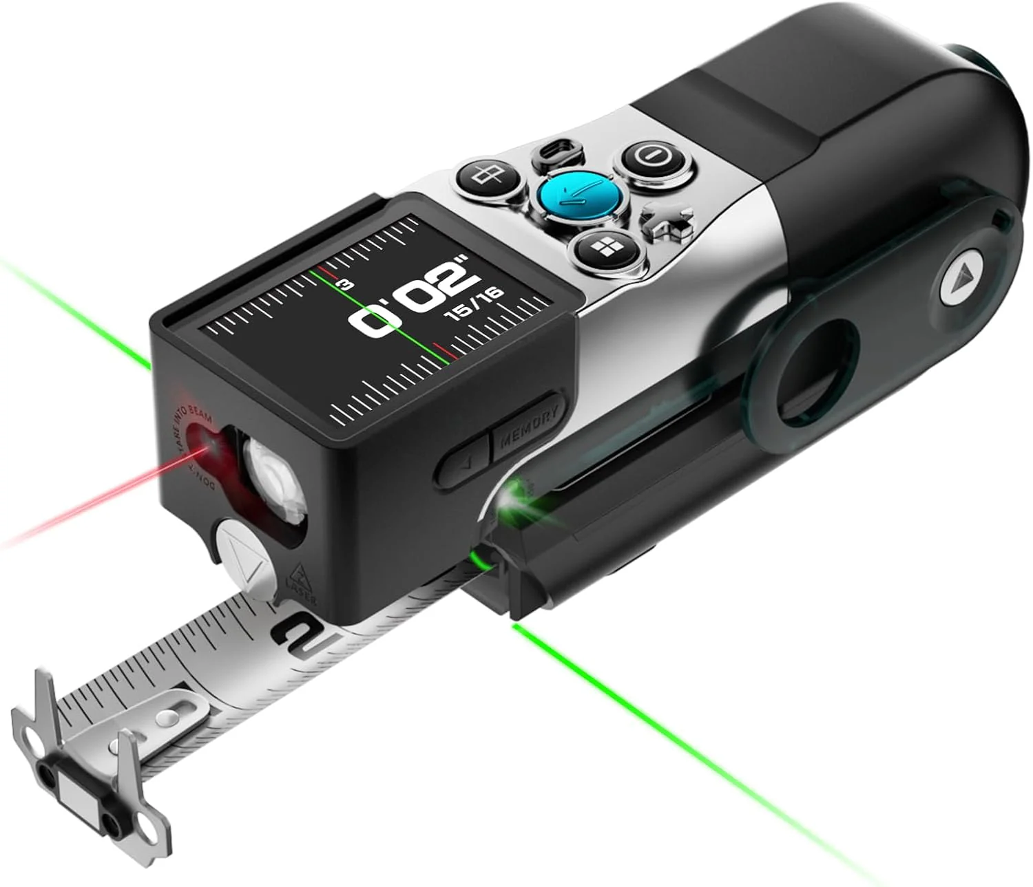 Digital Tape Measure, Professional 330Ft Laser Measuring Tool & 12Ft Measuring Tape with Green Laser Extension, Instant Digital Readout, P2P, App Sync, Replaceable Blades Module