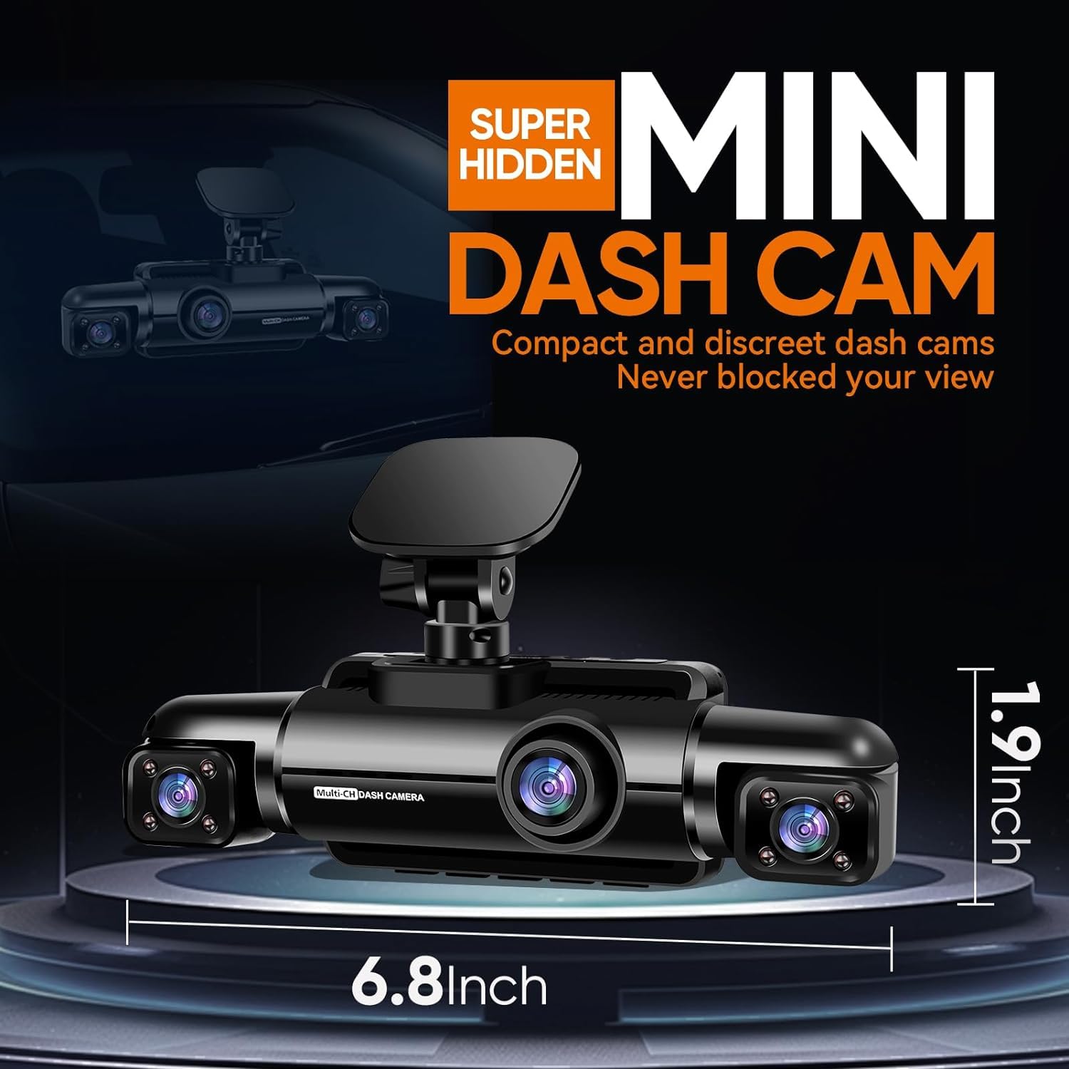 Neideso 360° Dash Cam Front and Rear Inside, 4 Channel FHD 4 * 1080P