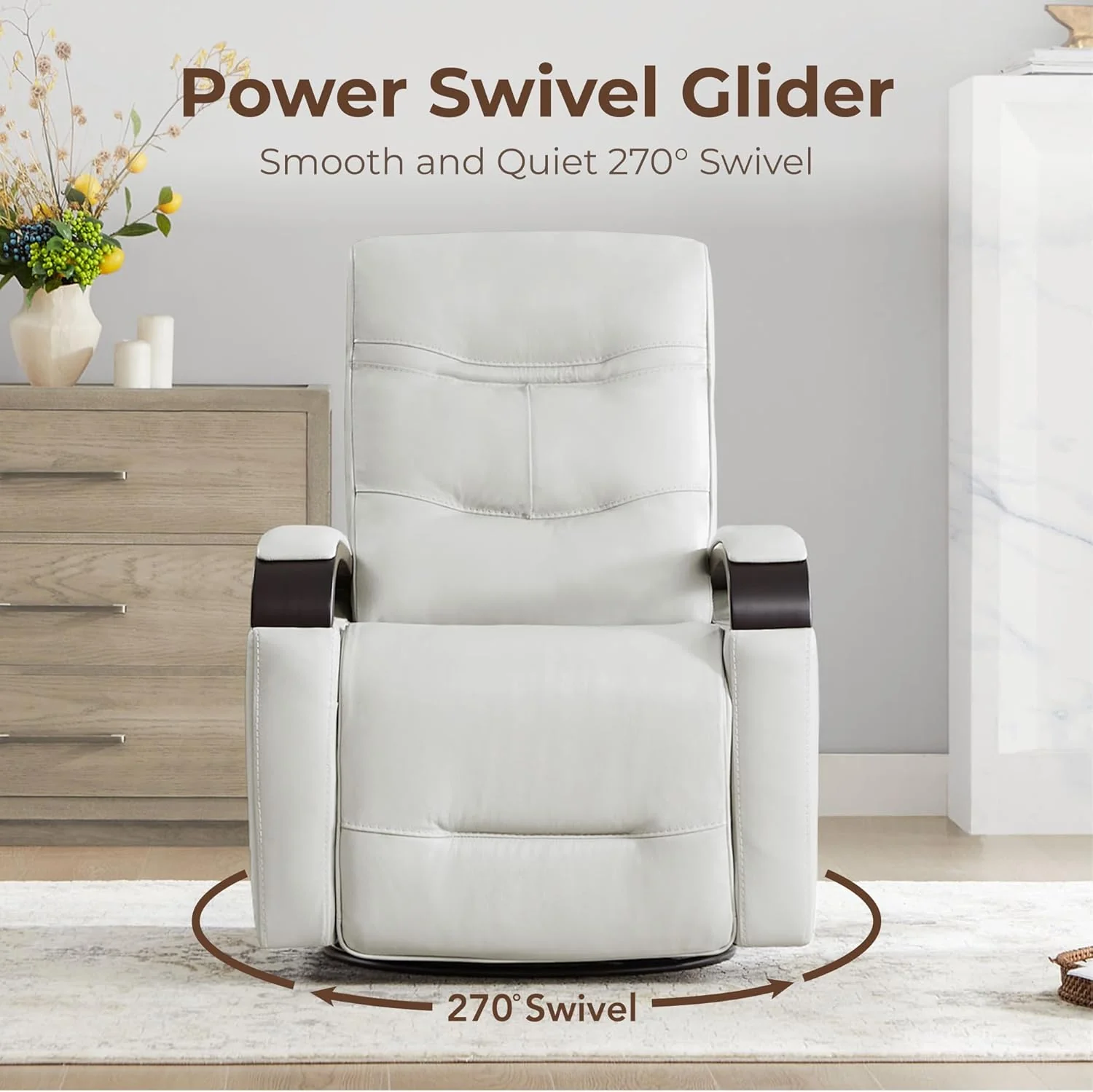 Genuine Leather Power Swivel Glider Rocker Recliner