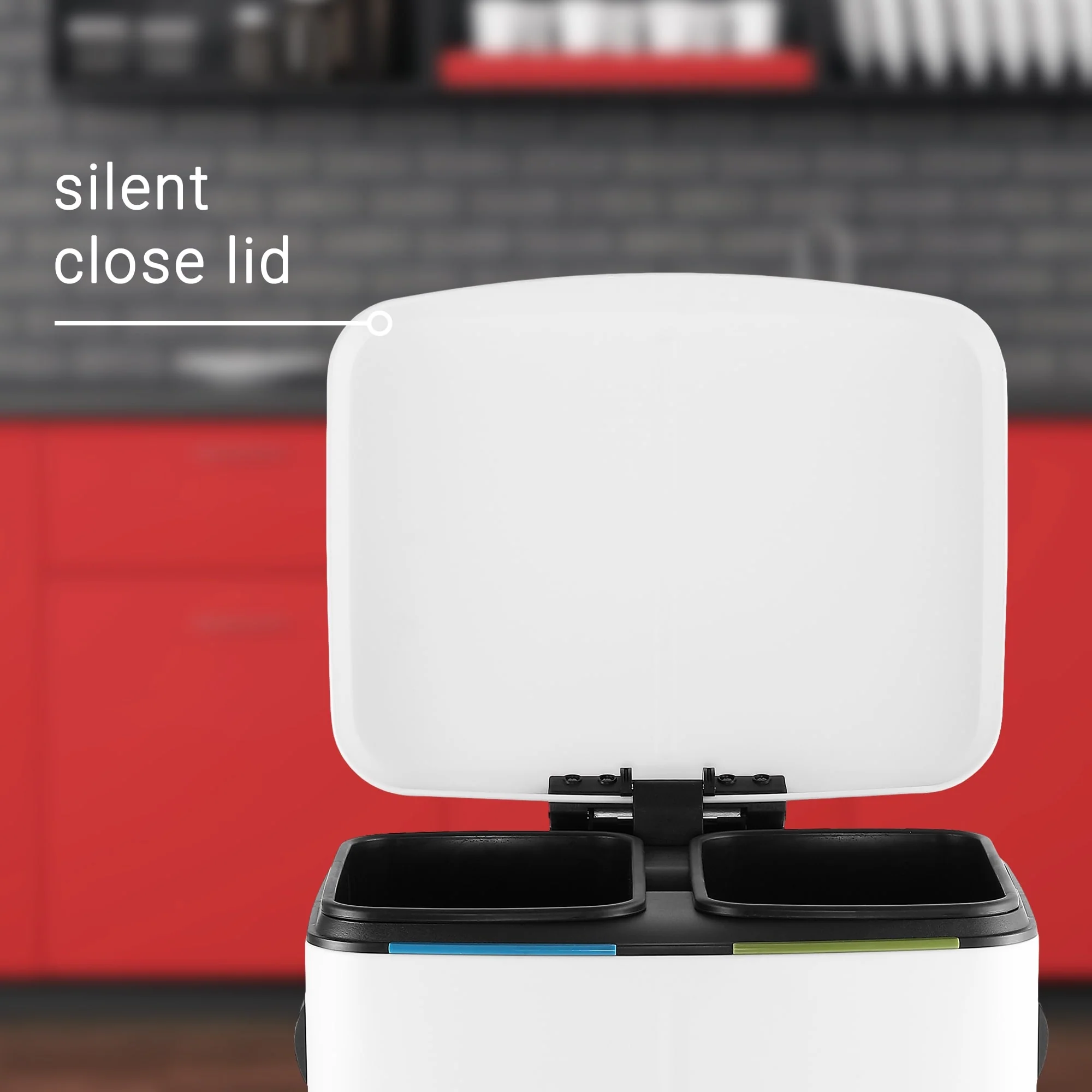 happimess 10.6-Gallon Double Bucket Trash Can with Soft Close Lid