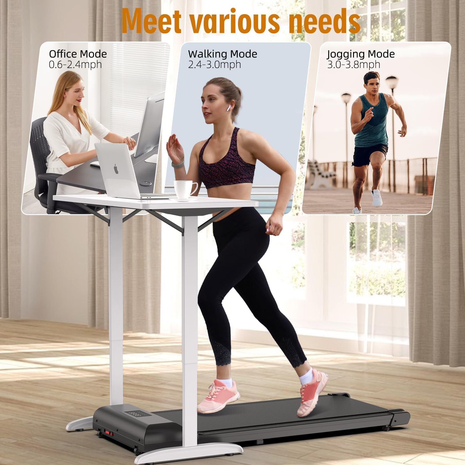 Hivvtui Walking Pad, Under Desk Treadmill for Home Office