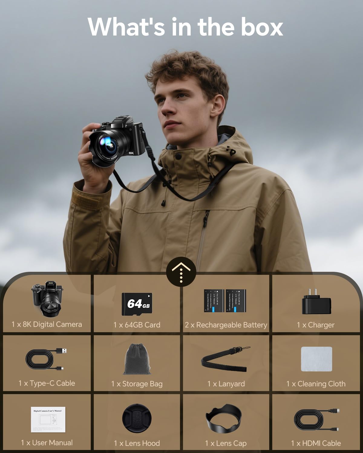 Fulealfly 8K 88MP Autofocus Digital Camera for Photography