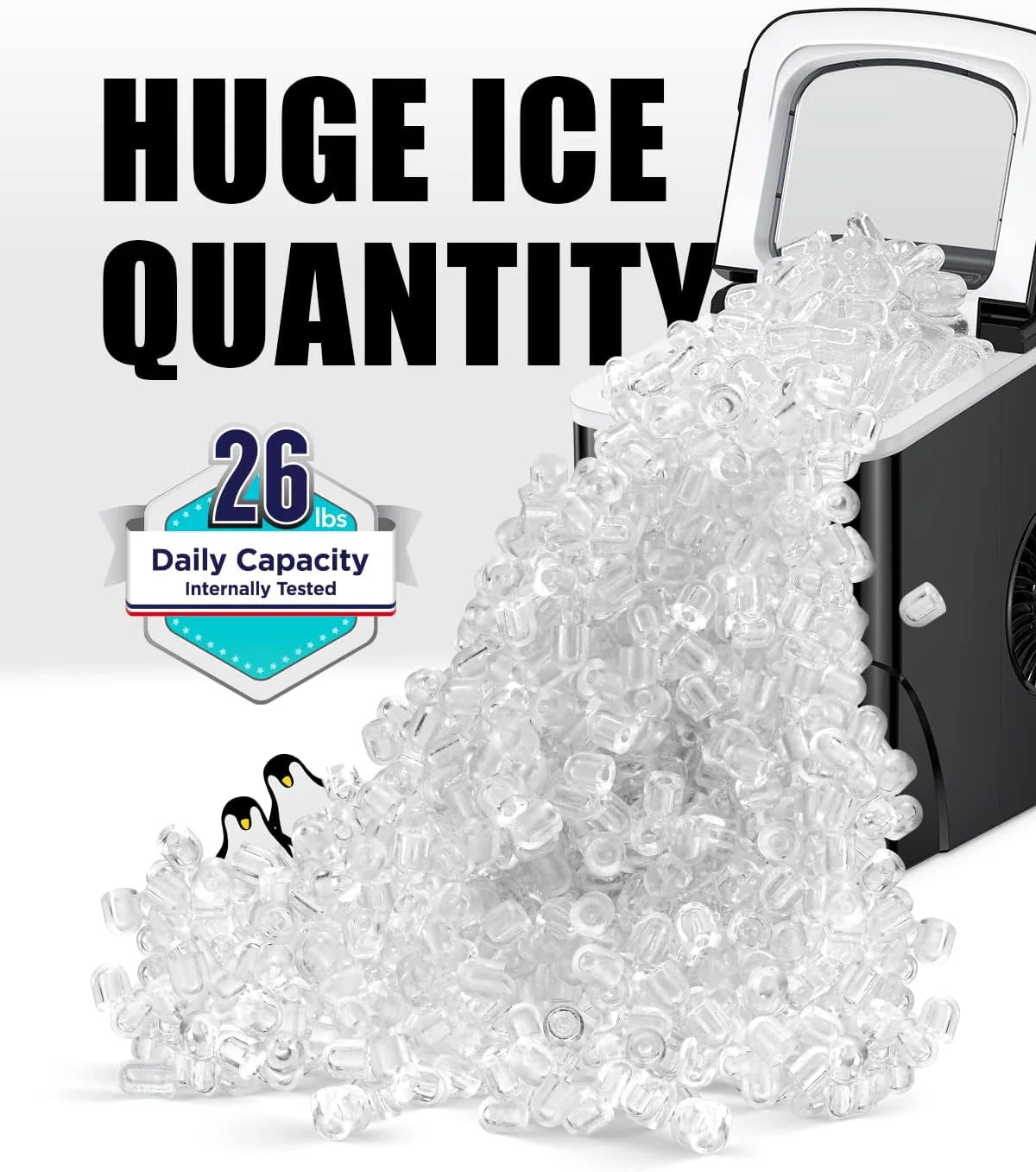 Nugget Ice Maker Countertop Pebble Ice Maker with Soft Chewable Ice