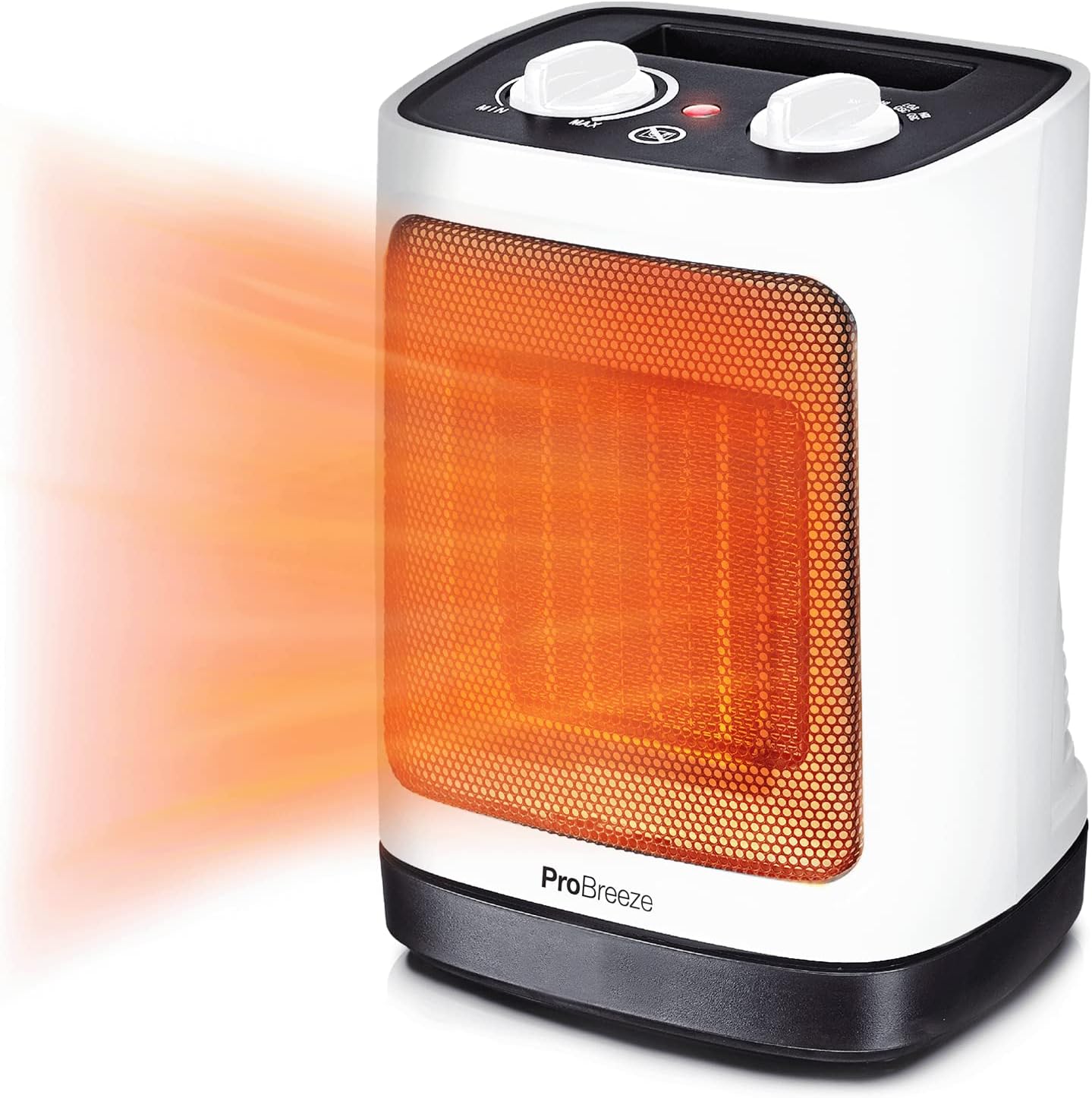 Pro Breeze 2000W Mini Keramik Heizlüfter energiesparend mit automatischer Oszillation, Zwei Leistungsstufen, Kleine Elektroheizung leise für Wohnzimmer, Büro, Terasse - Wei