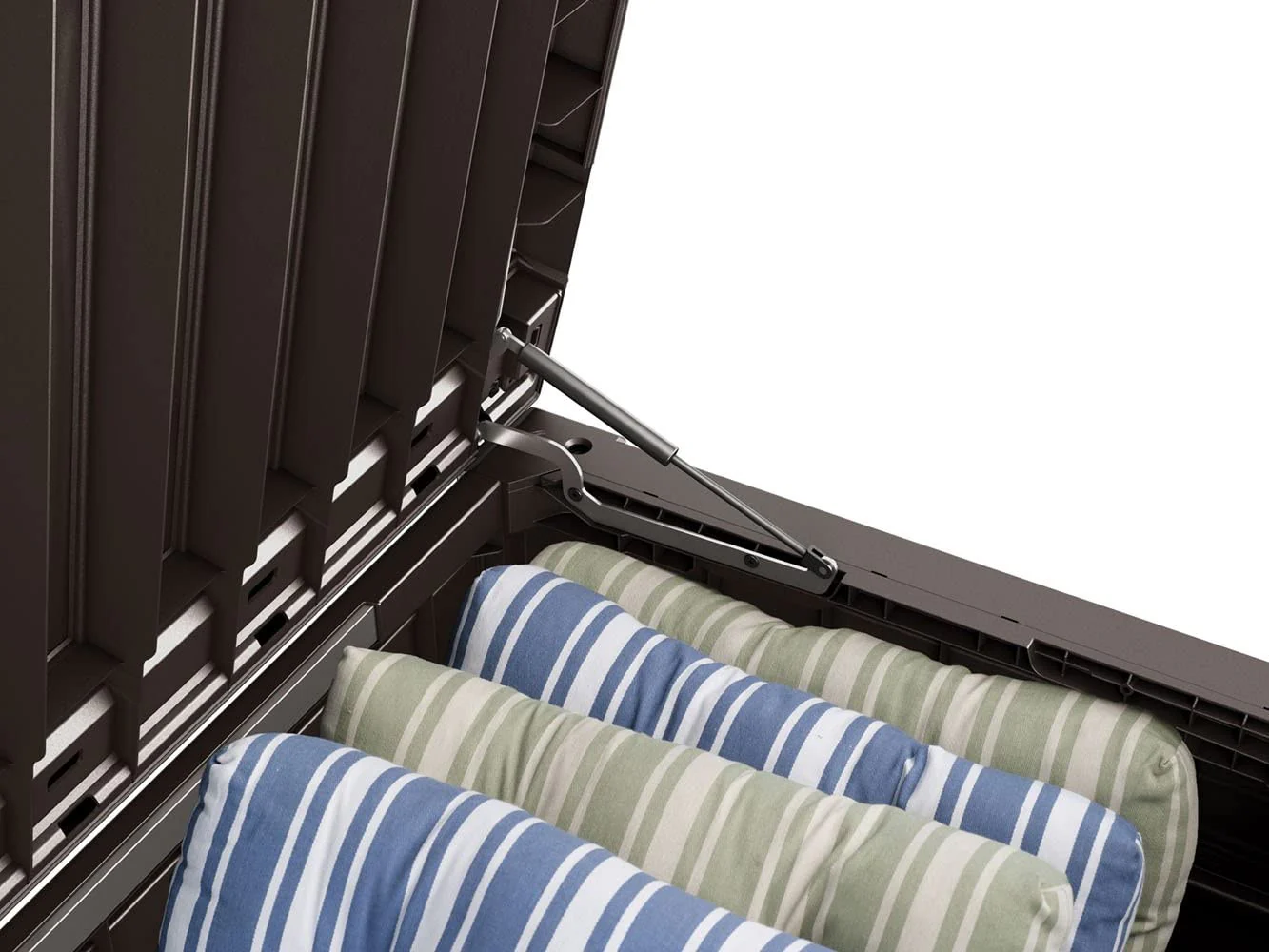 150 Gallon Resin Large Deck Box-Organization and Storage for Patio Furniture, Outdoor Cushions, Garden Tools and Pool Toys, Brown