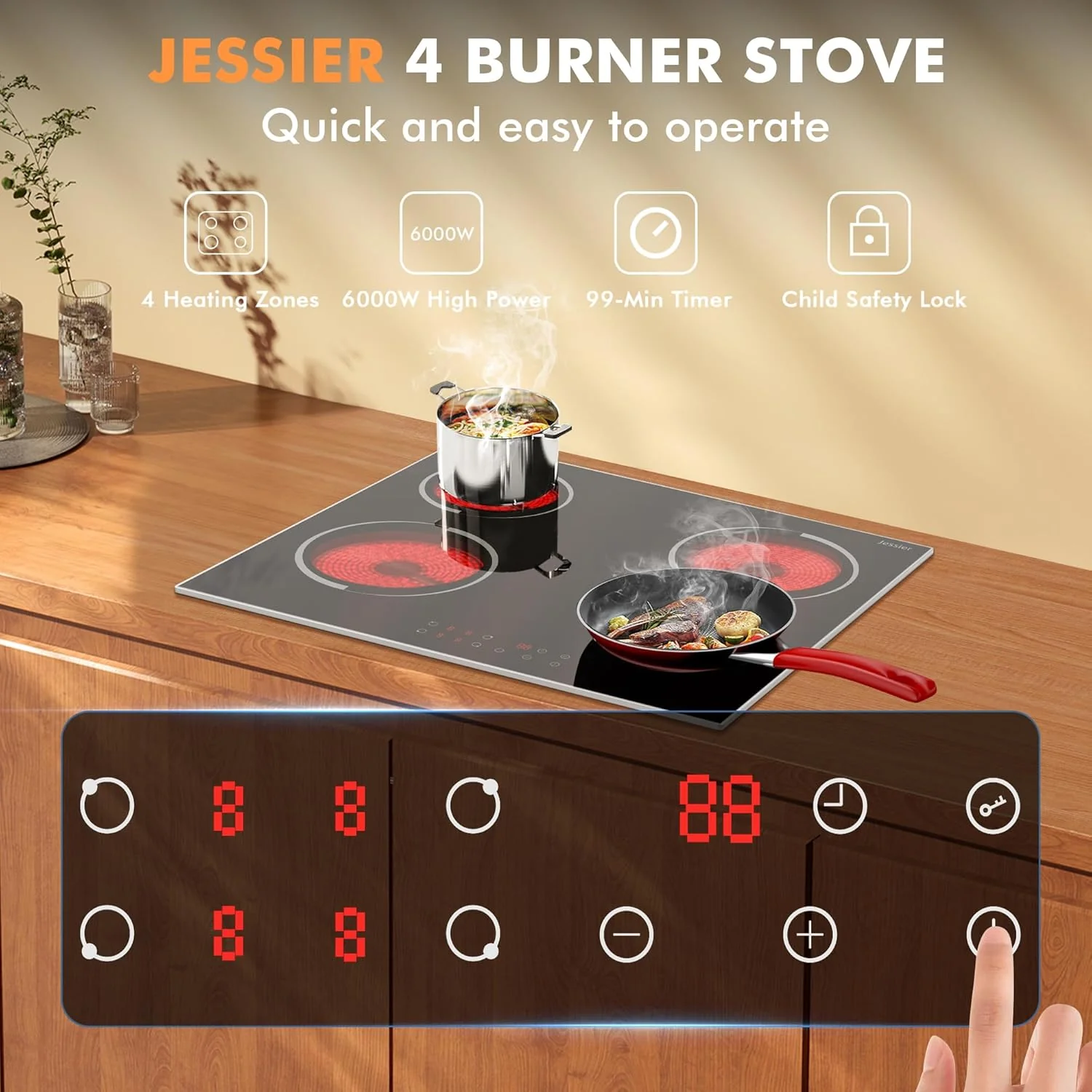 Electric Cooktop 30 Inch - 5 Burners Built-in Ceramic Cooktop, 30