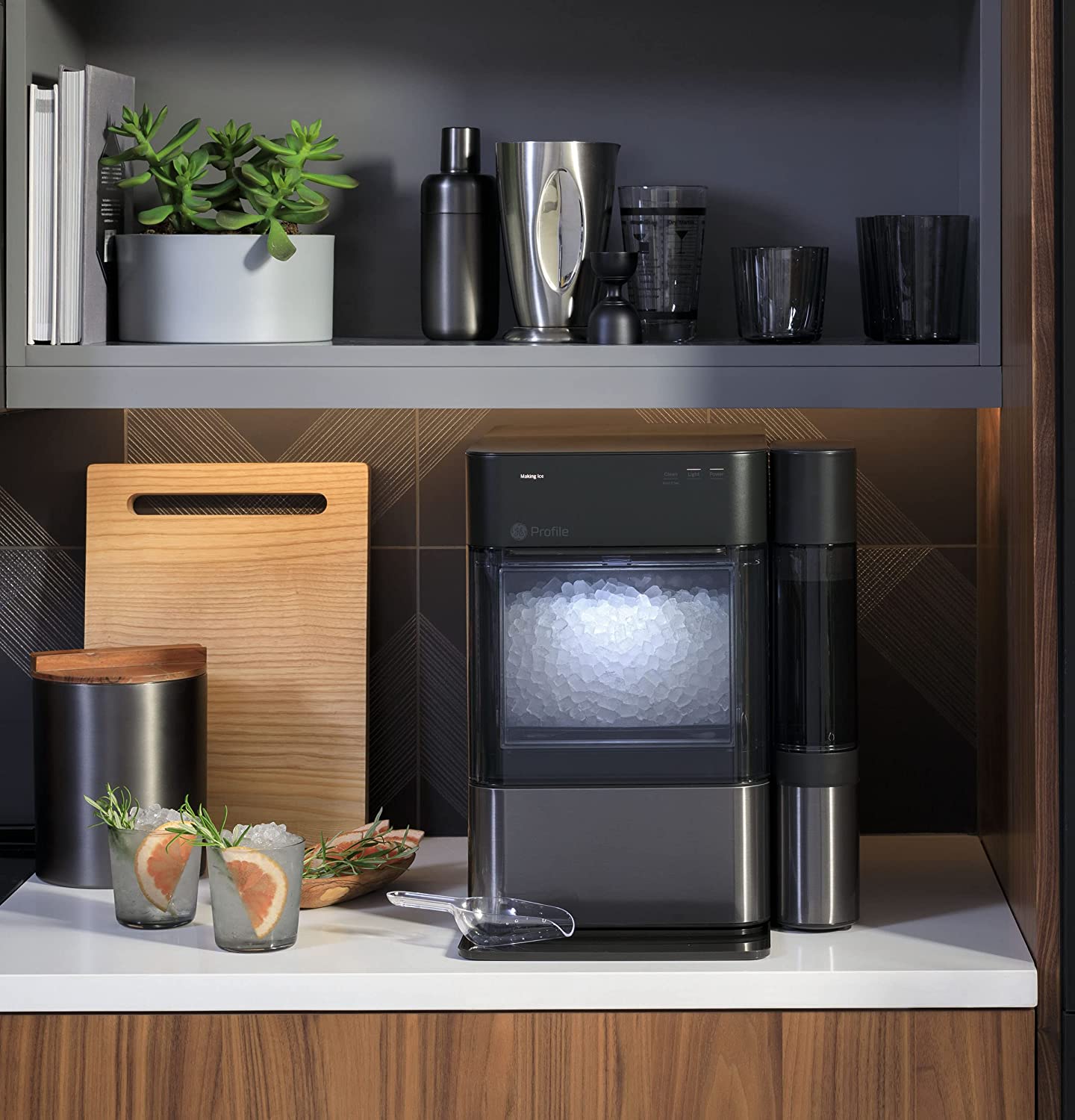 Profile Opal 2.0 | Countertop Nugget Ice Maker | Ice Machine with WiFi Connectivity | Smart Home Kitchen Essentials | Black Stainless