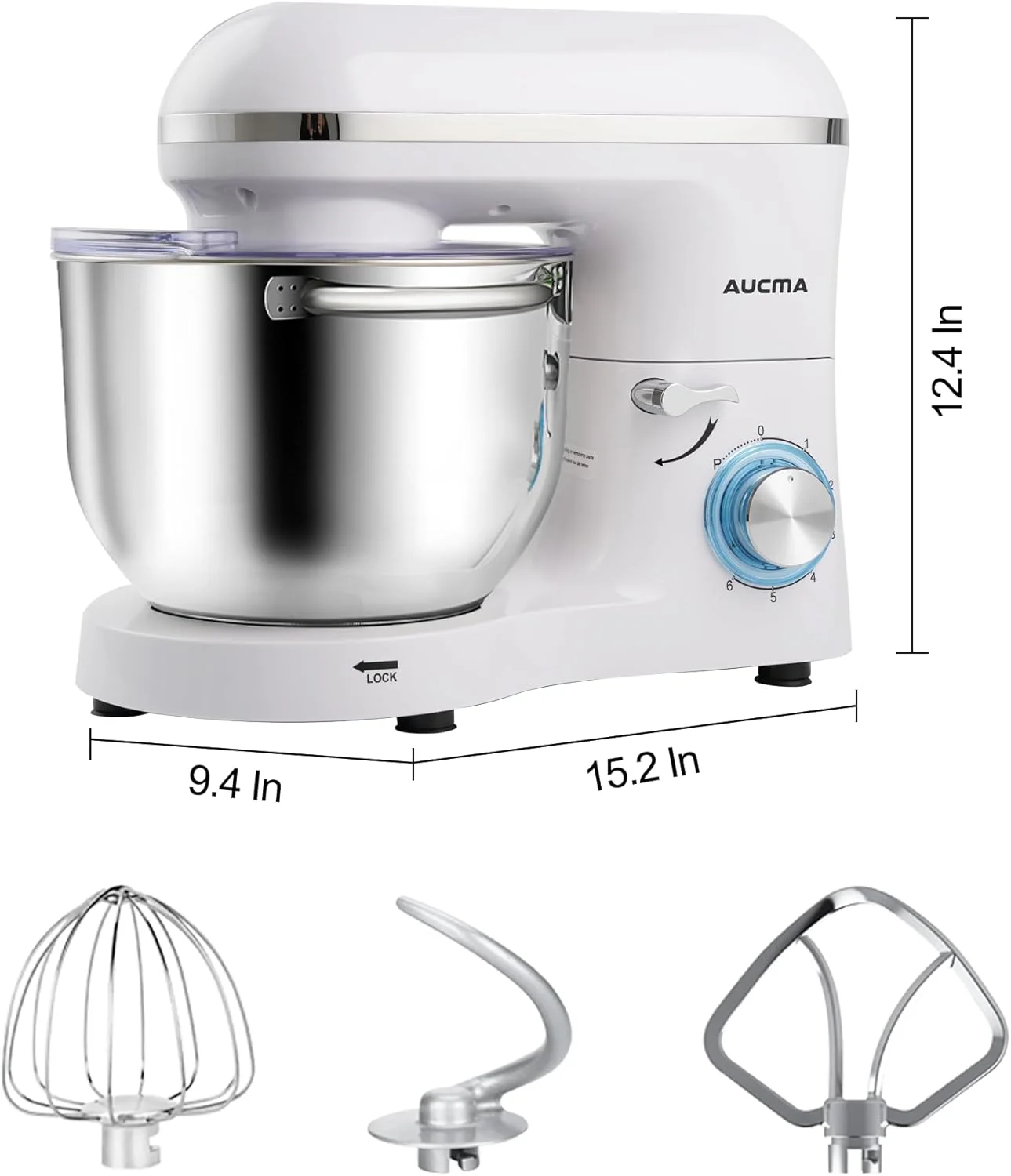 Aucma Stand Mixer,6.5-QT 660W 6-Speed Tilt-Head Food Mixer, Kitchen Electric Mixer with Dough Hook