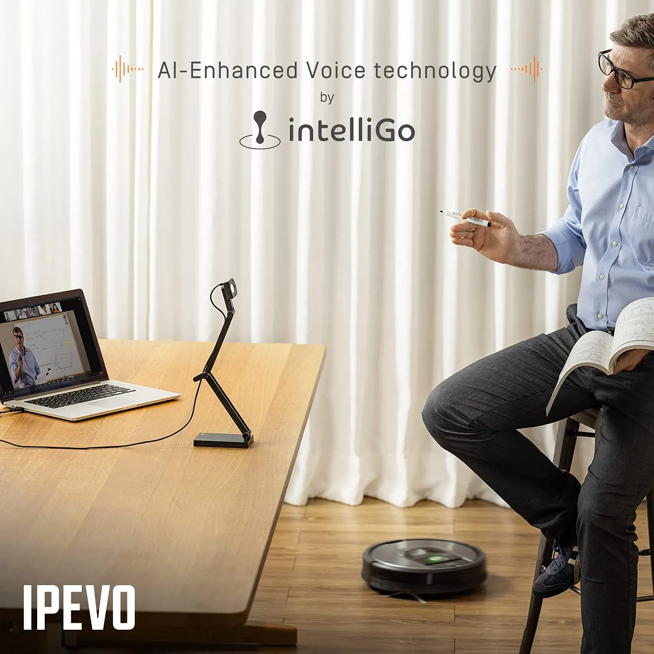IPEVO V4K PRO Ultra HD USB Document Camera with AI-Enhanced Mic
