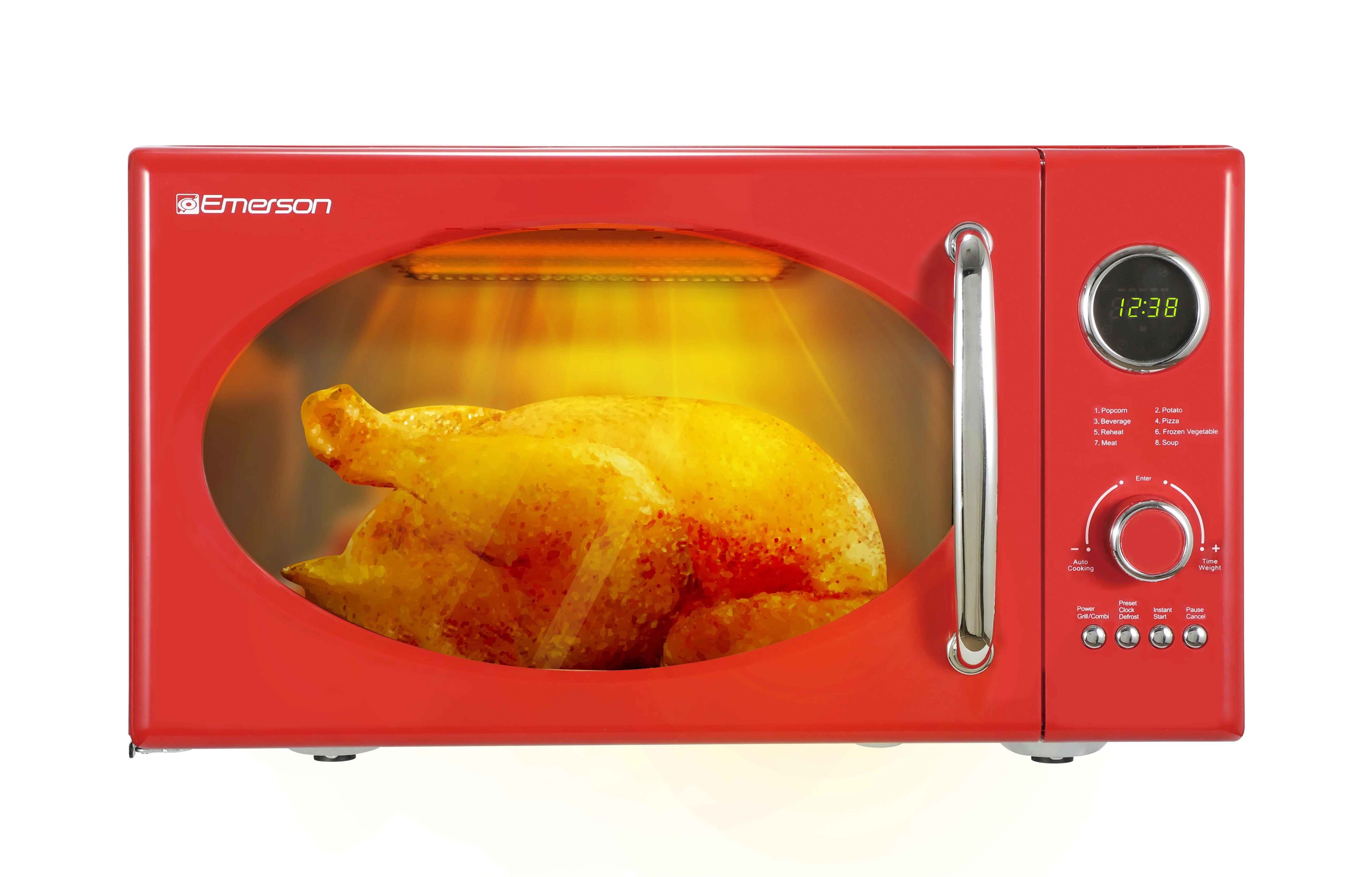 Emerson 0.9 Cu. Ft., 800W Retro Red Microwave Oven with Grill, MWRG0901RD