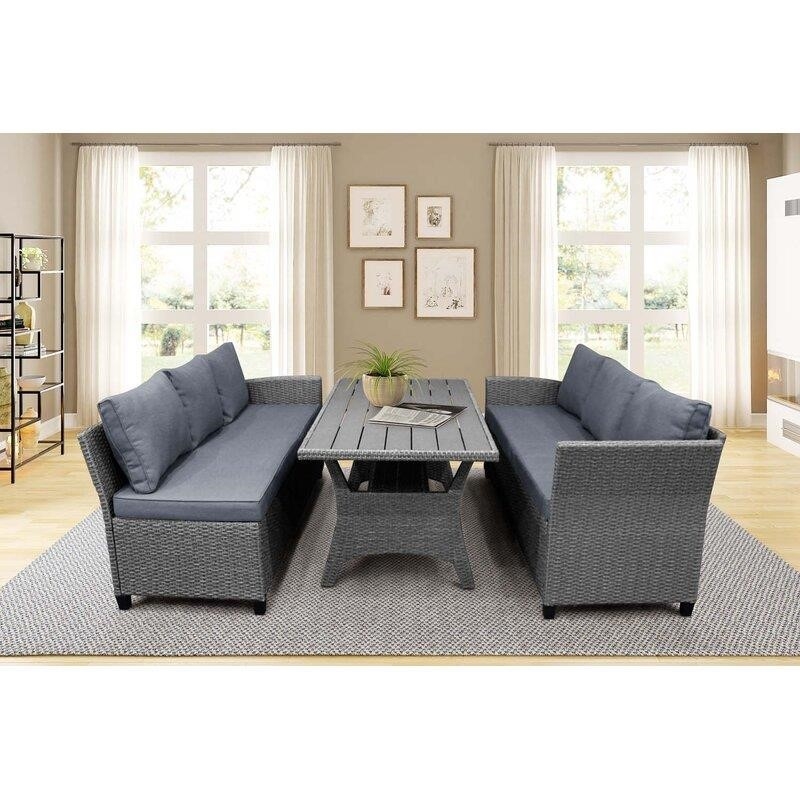 Rectangular 35.4'' Long Dining Set with Cushions