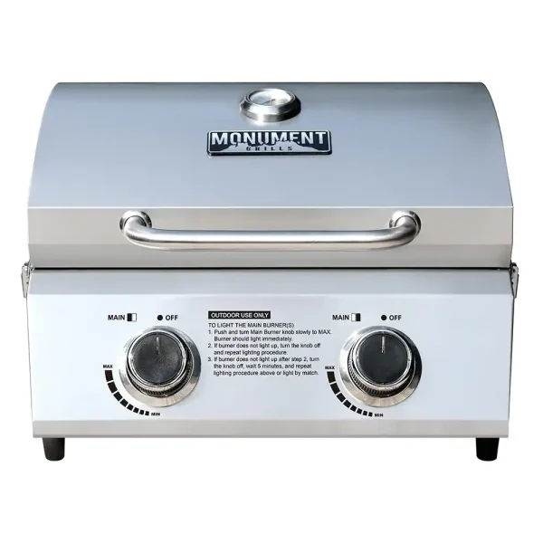 13742 2-Burner Portable Tabletop Propane Gas Grill in Stainless
