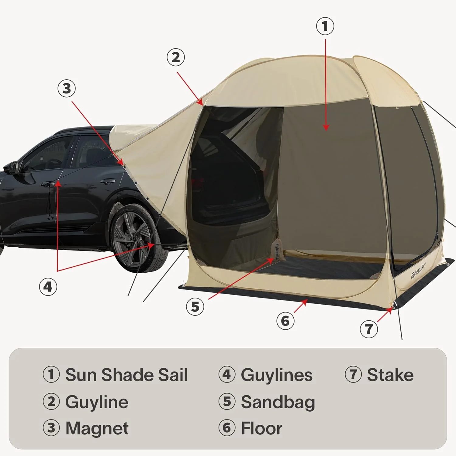 EighteenTek Tents Trunk tent suv car tent pop up automatically