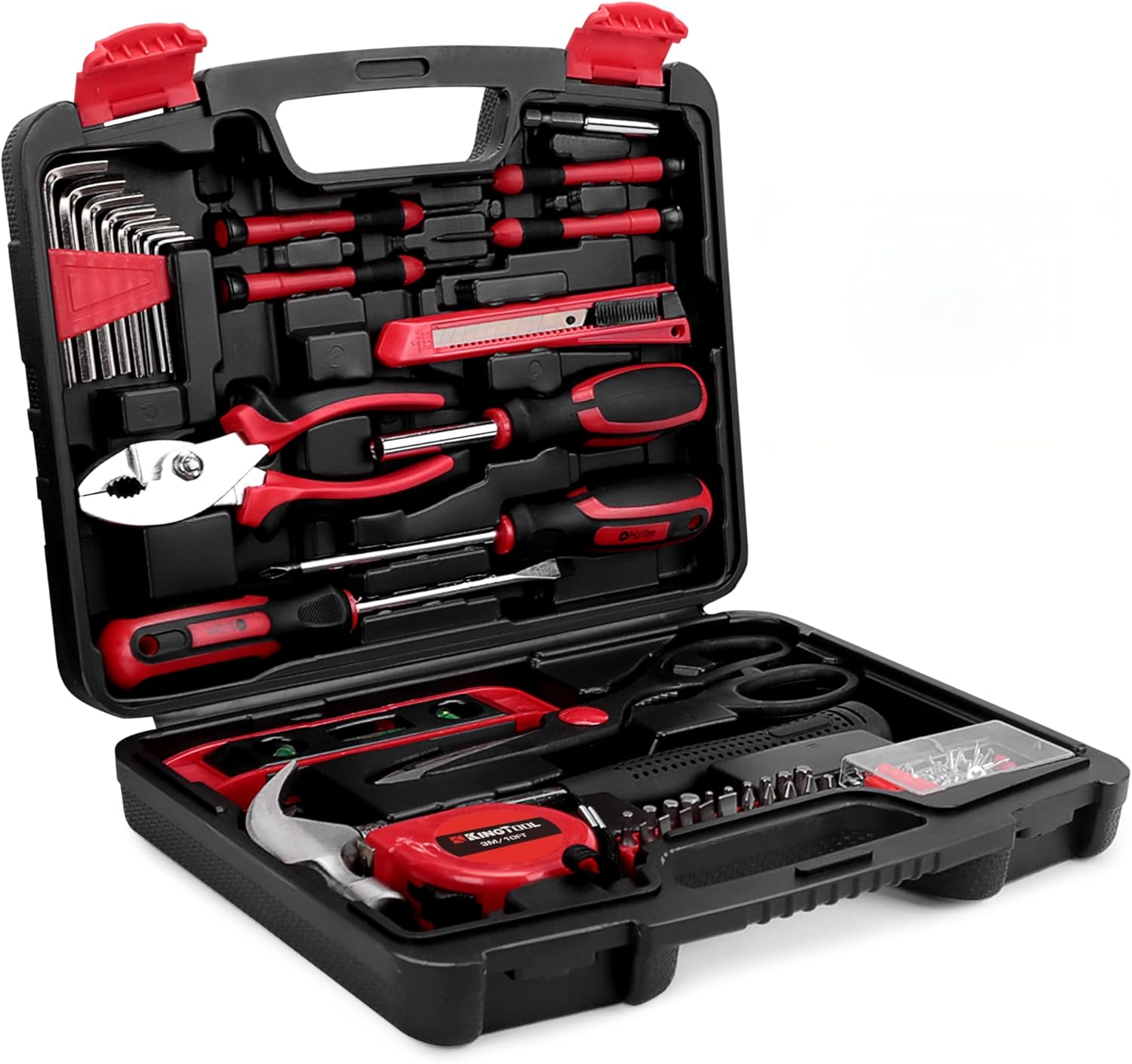 KINGTOOL Home Tool Set Kit - 286 PCS Home Auto Repair Tool Kit with Rolling Tool Box, Mechanic Tool Sets with 21V Max Cordless Power drill, Perfect for Homeowner, Diyer, Handyman
