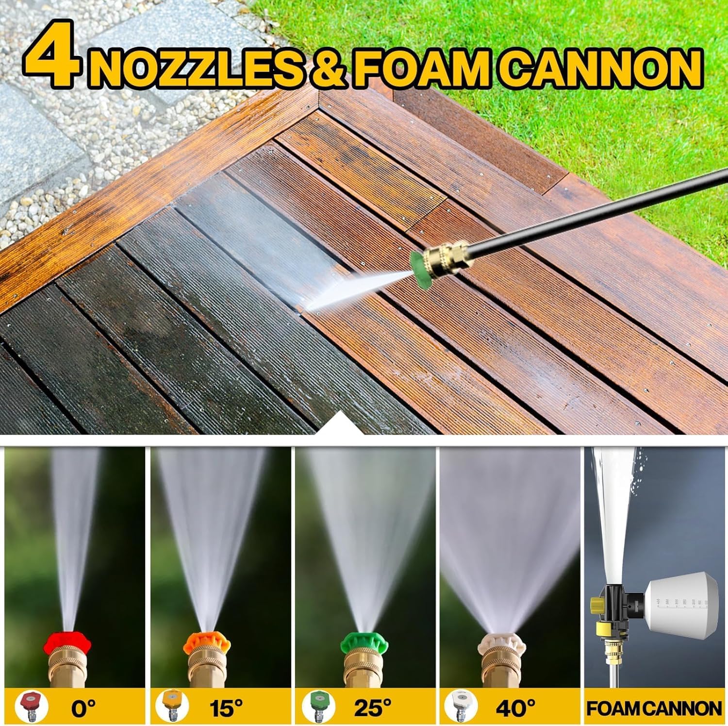 SEN-QII 4800PSI 3.2GPM Max Electric Pressure Washer with 20FT Hose and 35FT Cord