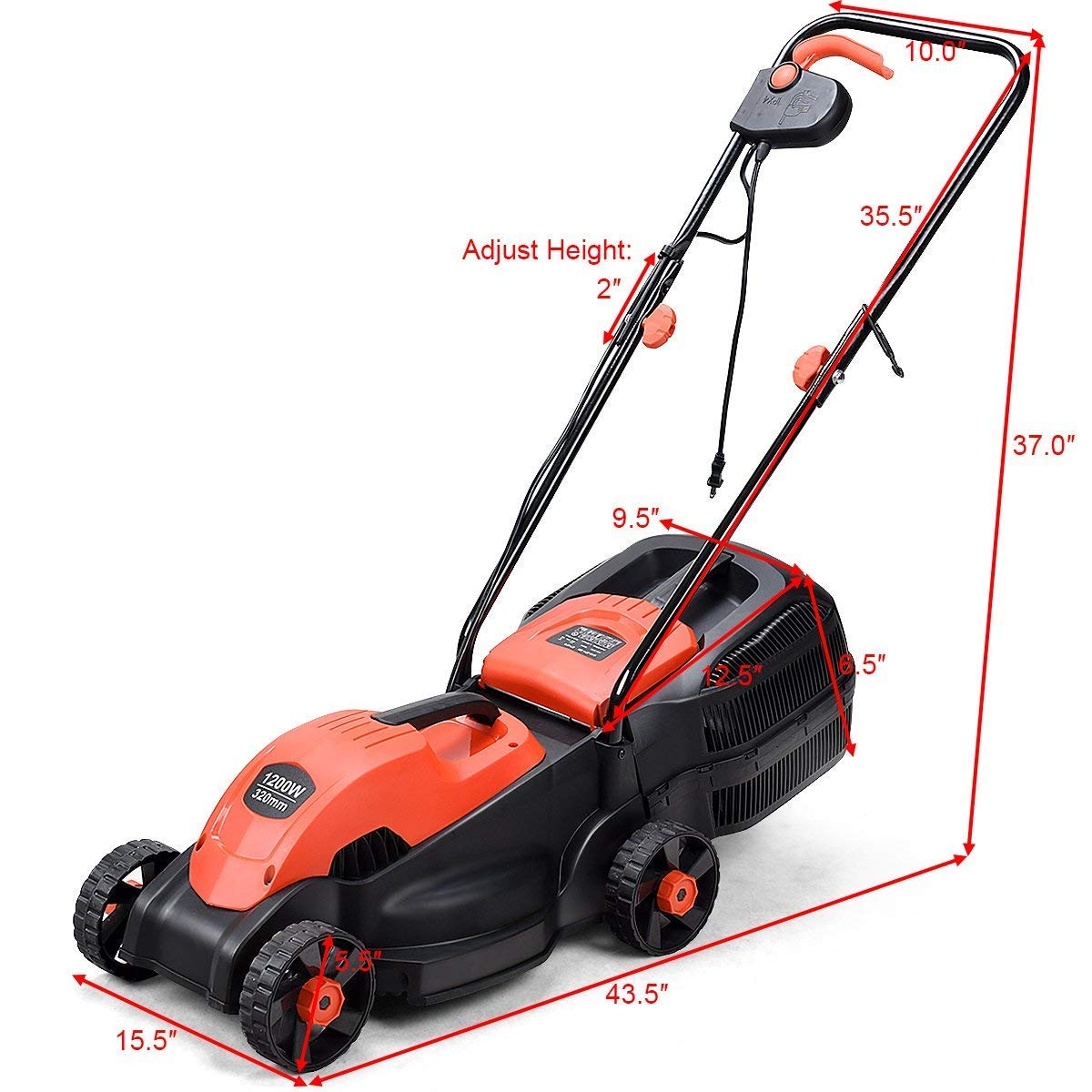 2025 14-Inch 12 Amp Lawn Mower w/Grass Bag Folding Handle Electric Push Lawn Corded Mower