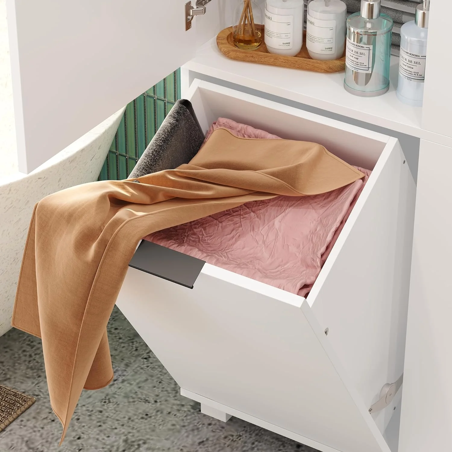 2025 Storage cabinet with laundry basket, display cabinet