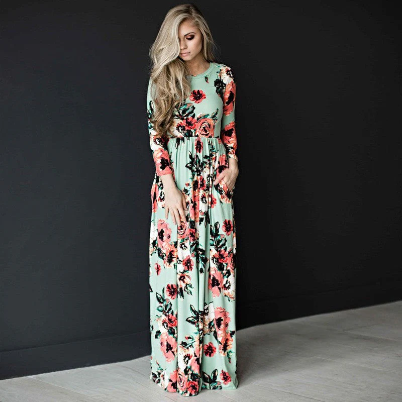 Marina Printed A-Line Party Gown