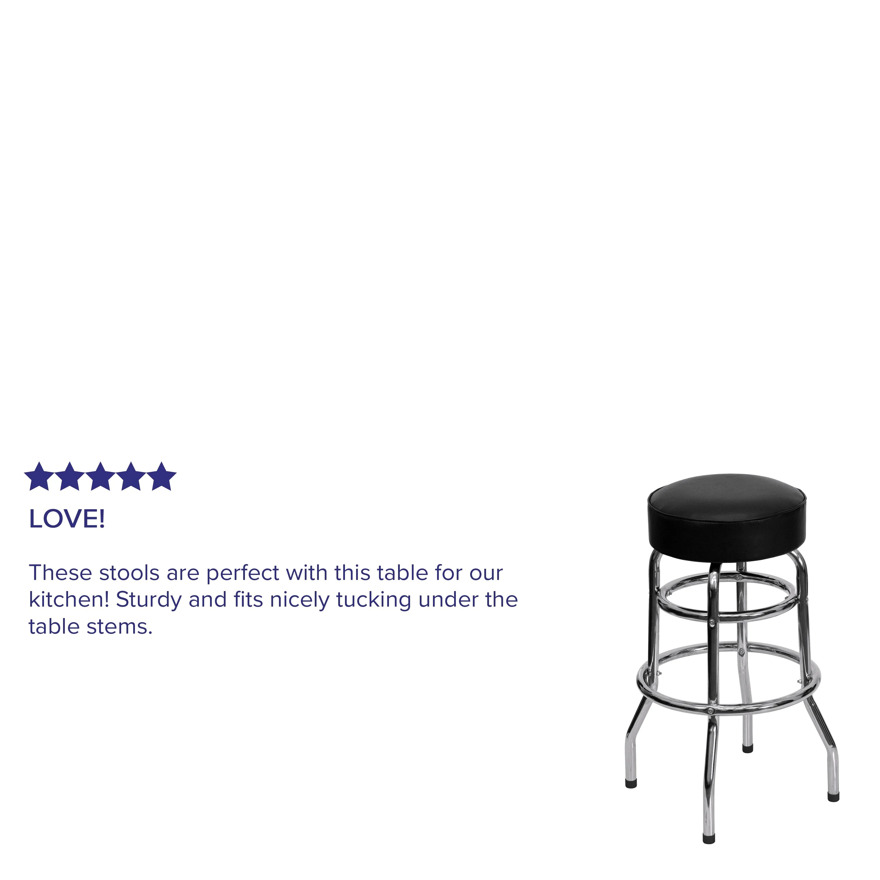 Flash Furniture Bruno Double Ring Chrome Barstool with Black Seat