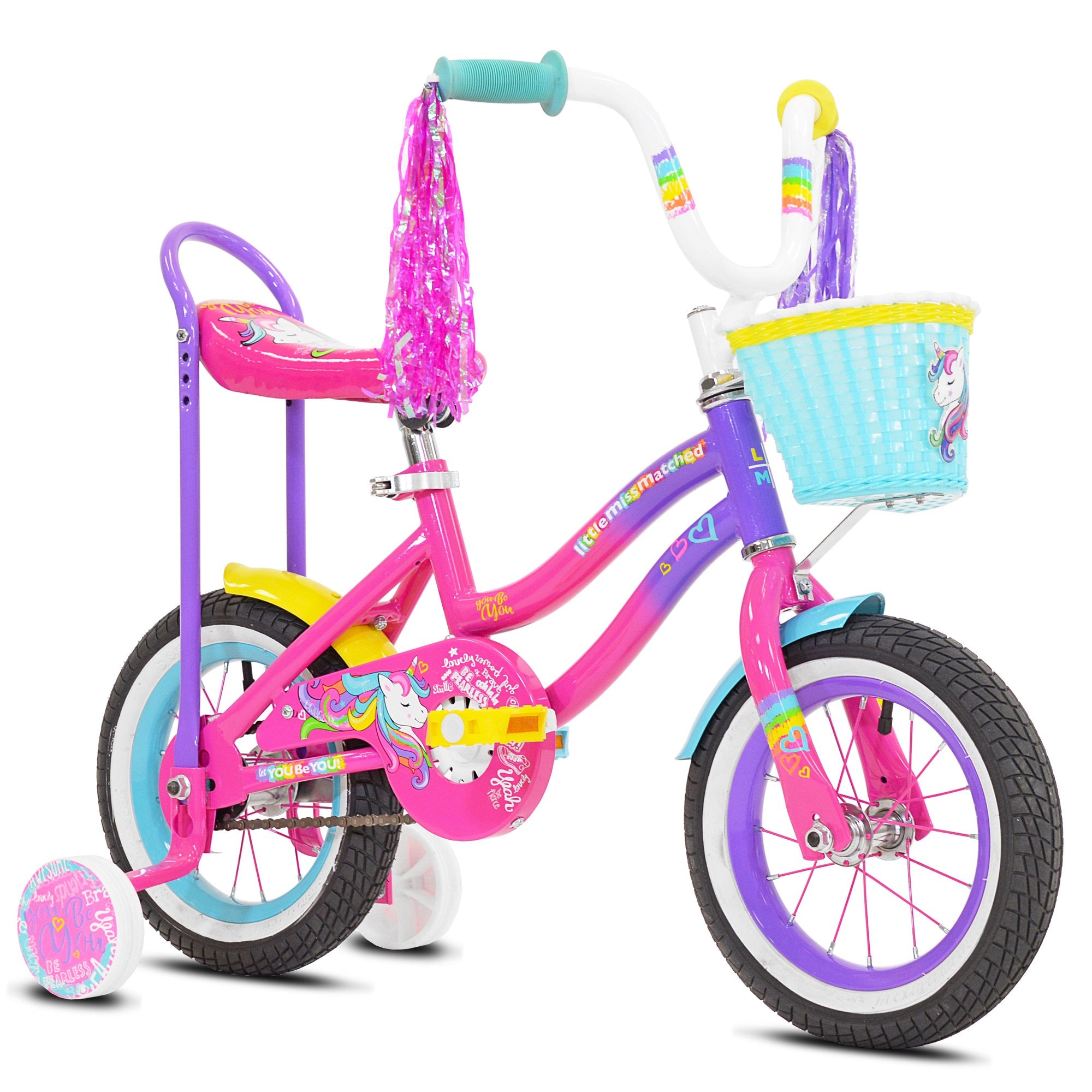 LittleMissMatched 12 In. Let You Be You Unicorn Bike . Pink and Purple
