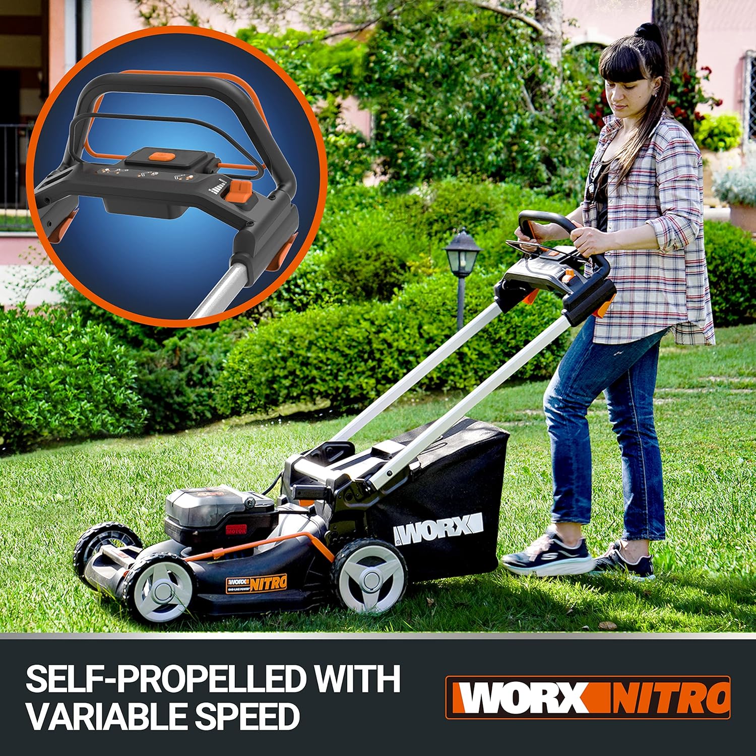 Worx Nitro 34 cm Akku-Rasenmher, Elektrischer Rasenmher, WG779E, 40 V PowerShare PRO 2 STK. 2,5 Ah Akku (Akkus & Ladegert inklusive)