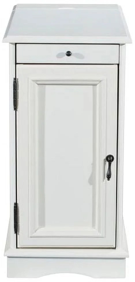 Linon Bartow Wood Multi Function Storage Accent Table Charging Station in White