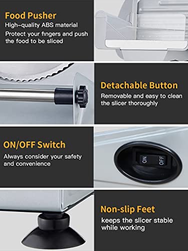 Meat Slicer, 200W Electric Food Slicer with Two Removable 7.5