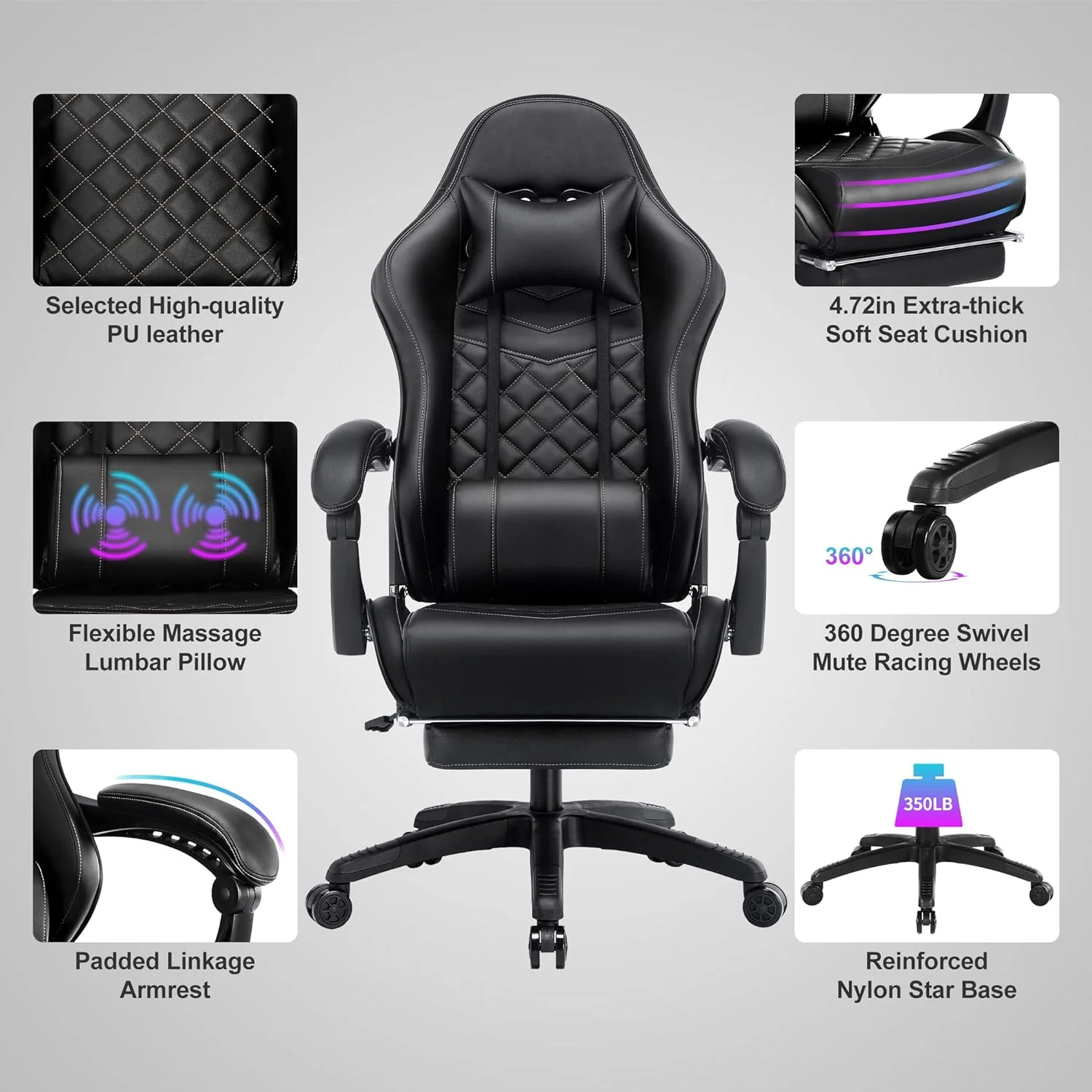2025 Classic PU Leather Large and Tall Ergonomic Computer Chair