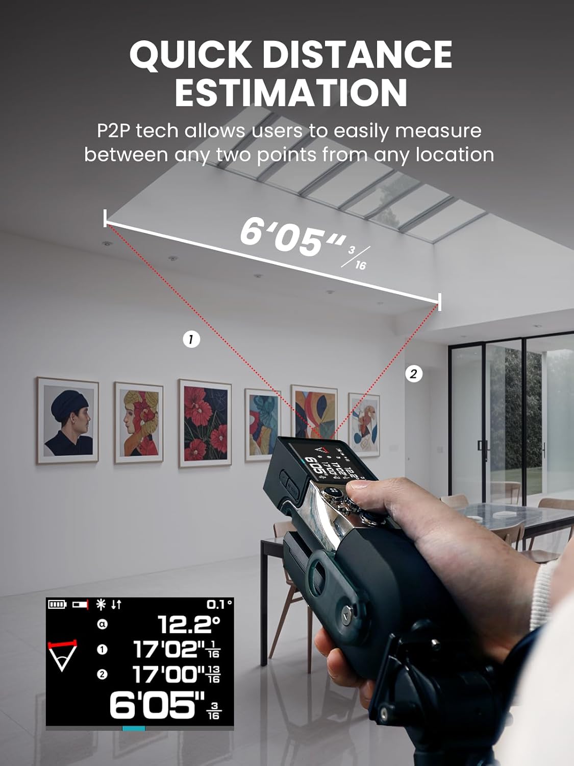 XTAPE1 Digital Tape Measure, Professional 330Ft Laser Measuring Tool & 12Ft Measuring Tape with Green Laser Extension, Instant Digital Readout, P2P, App Sync, Replaceable Blades Module