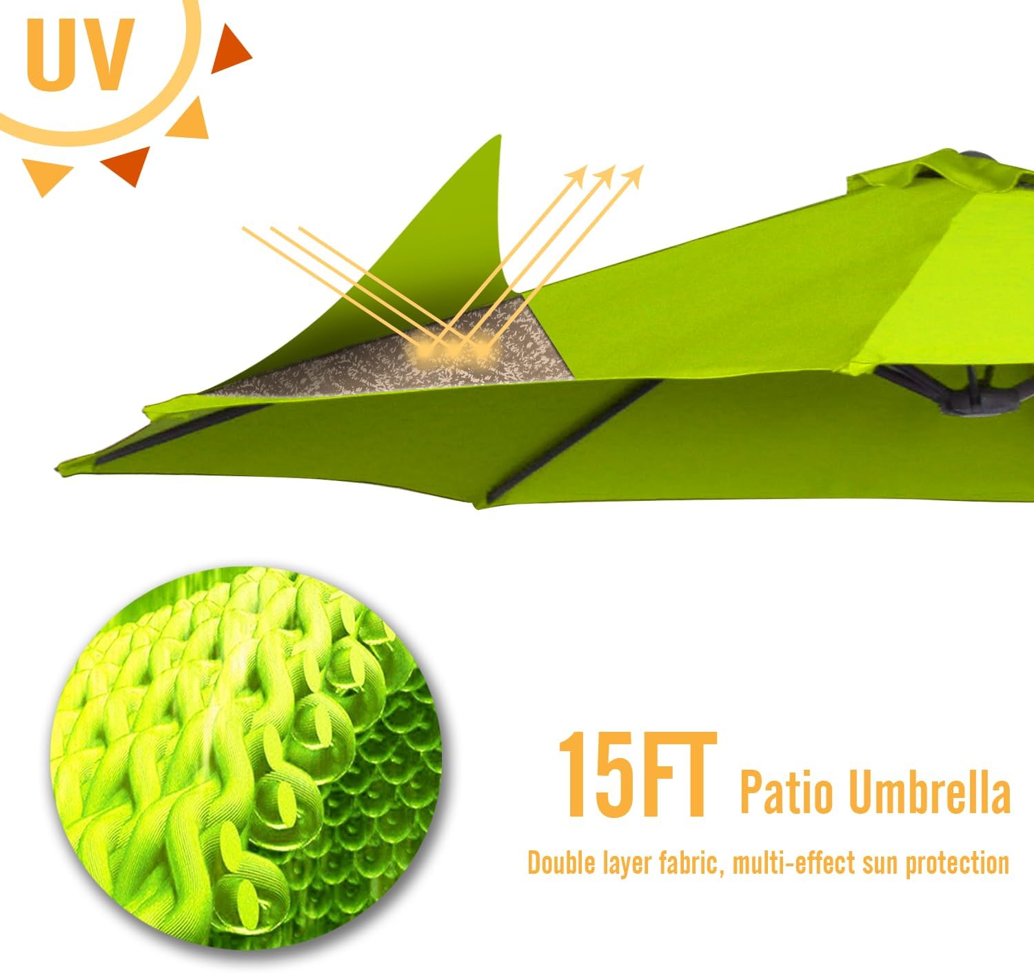 15ft Patio Umbrella with Solar Lights, Large Double Umbrella Outdoor, Rectangle 180''x106'' Umbrellas with 156 PCS LED Lights and Crank Handle for Backyard Deck Pool Shade in Black(1.9