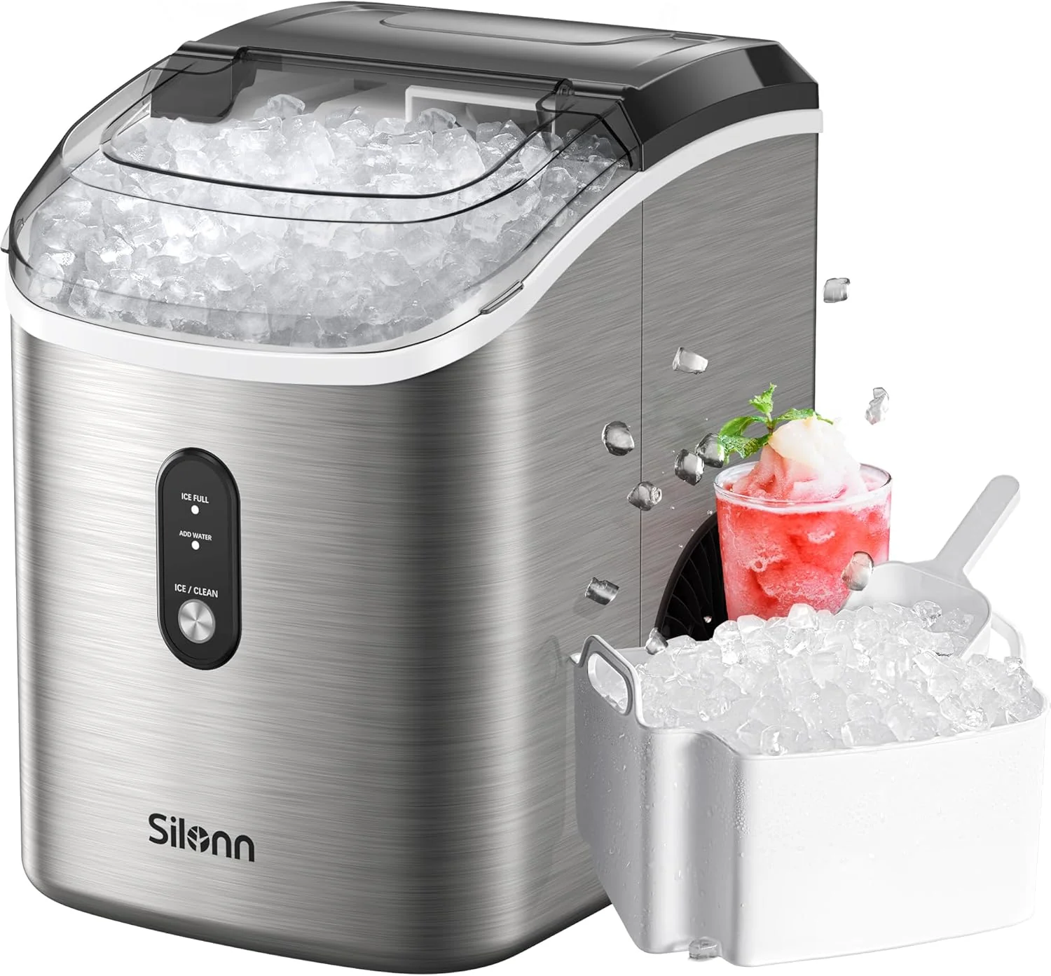 Nugget Ice Maker Countertop Pebble Ice Maker with Soft Chewable Ice