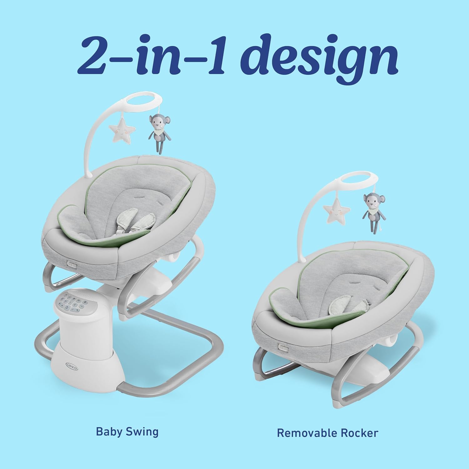 Soothe My Way with Removable Rocker, Madden - Versatile Baby Swing & Portable Rocker