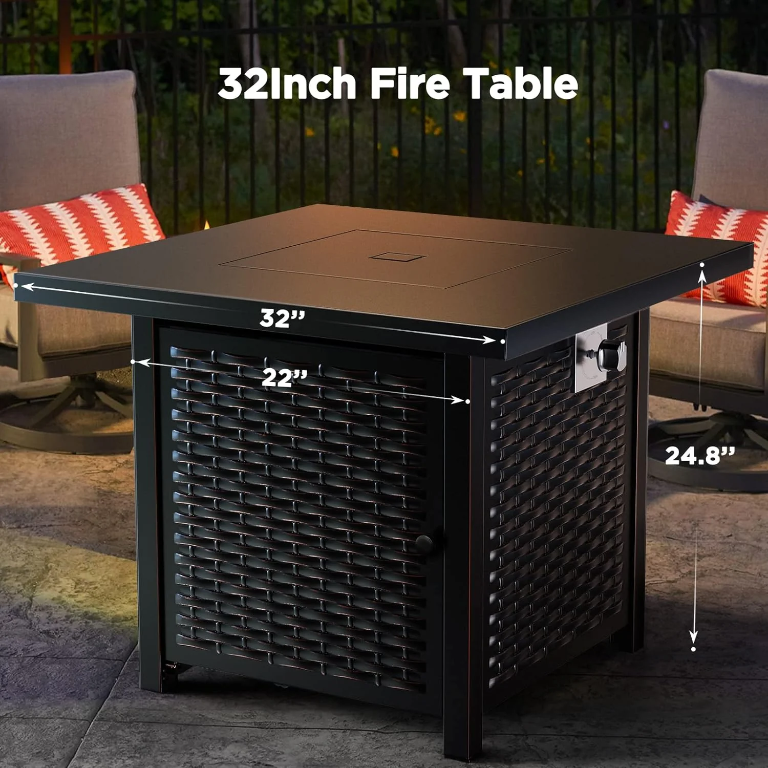 2025 Gas Fire Pit Table, 50,000 BTU Outdoor Propane Fire Pit