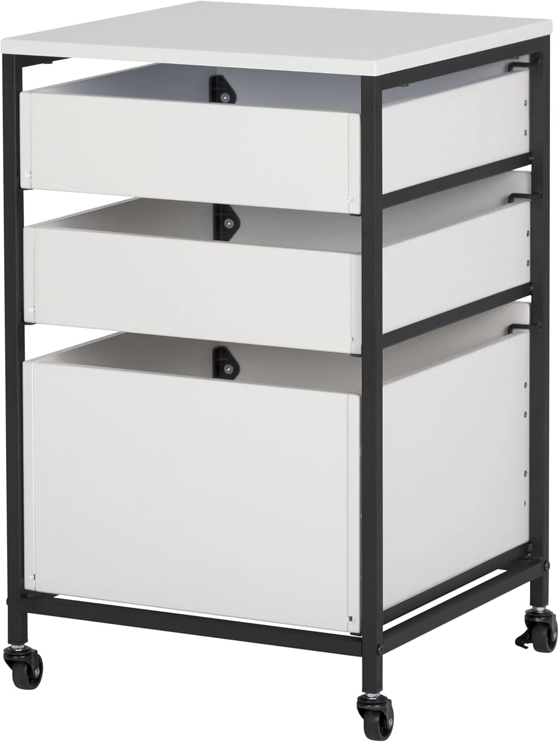 4-layer portable storage organizer box, suitable for bathrooms, kitchens, handicrafts, home offices or laundry rooms. The color is charcoal grey/white.