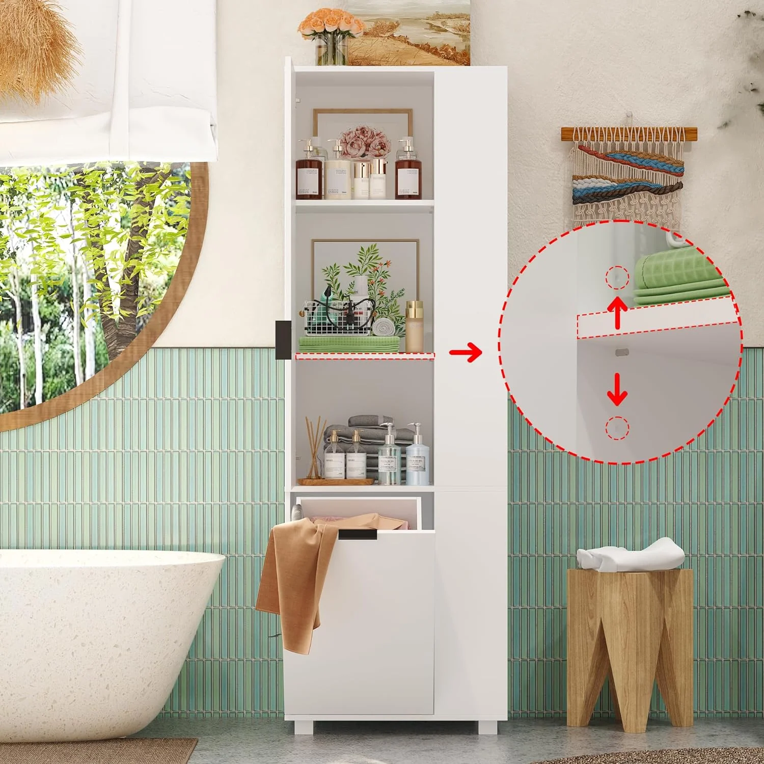 2025 Storage cabinet with laundry basket, display cabinet